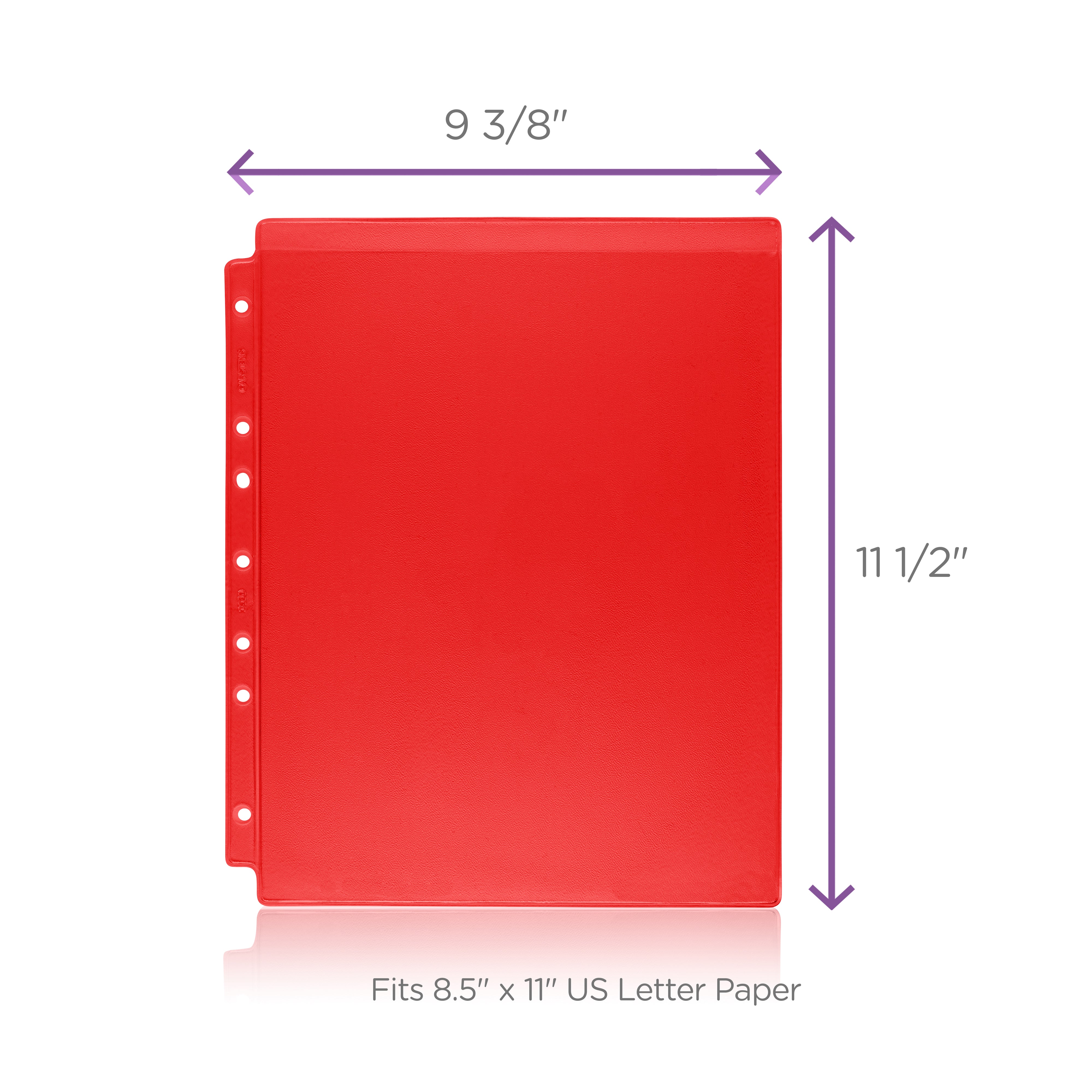 Red Tinted Sheet Protectors for Side Opening Ring Binders, Top Loading