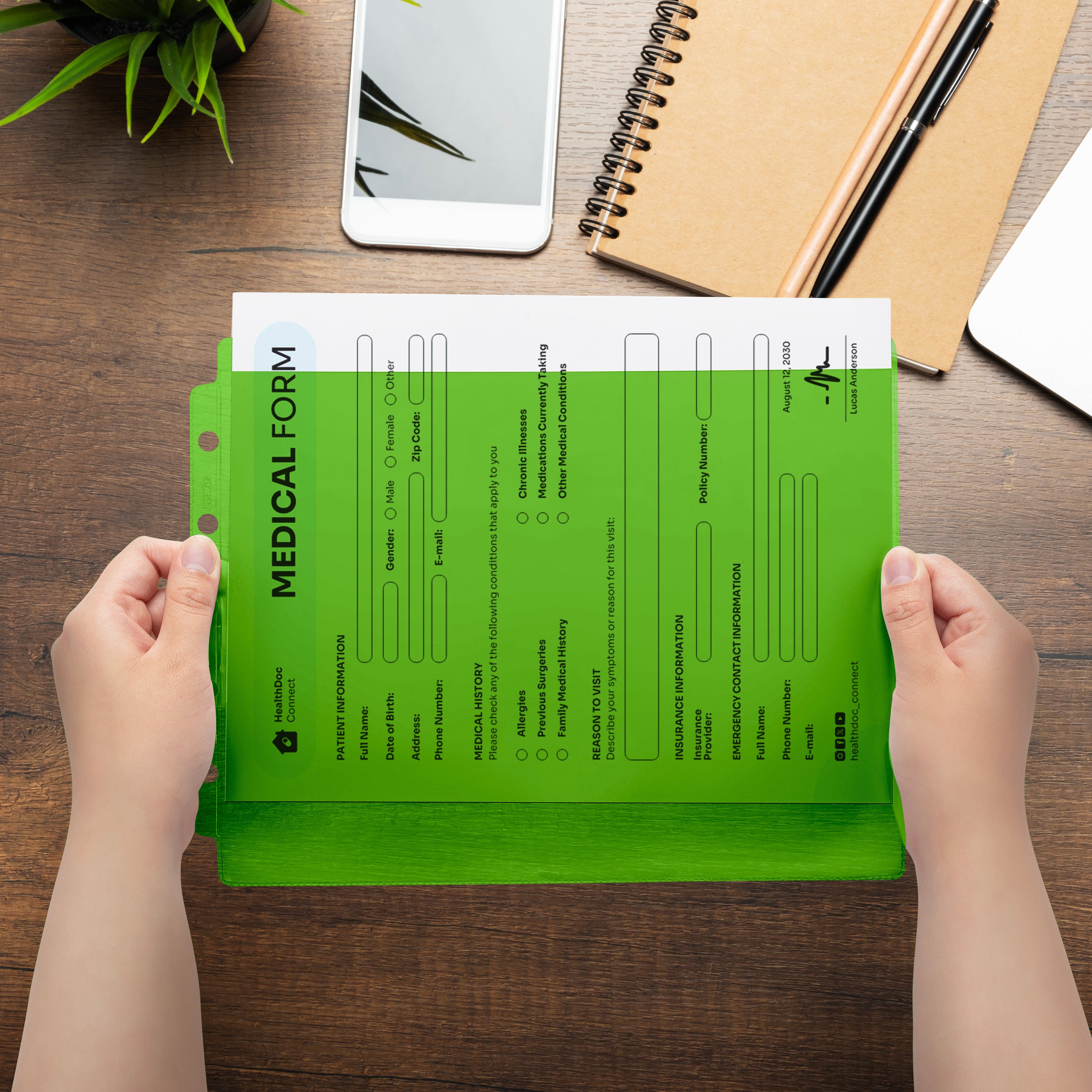 Green Sheet Protectors for Top Opening Ring Binders, Side Loading