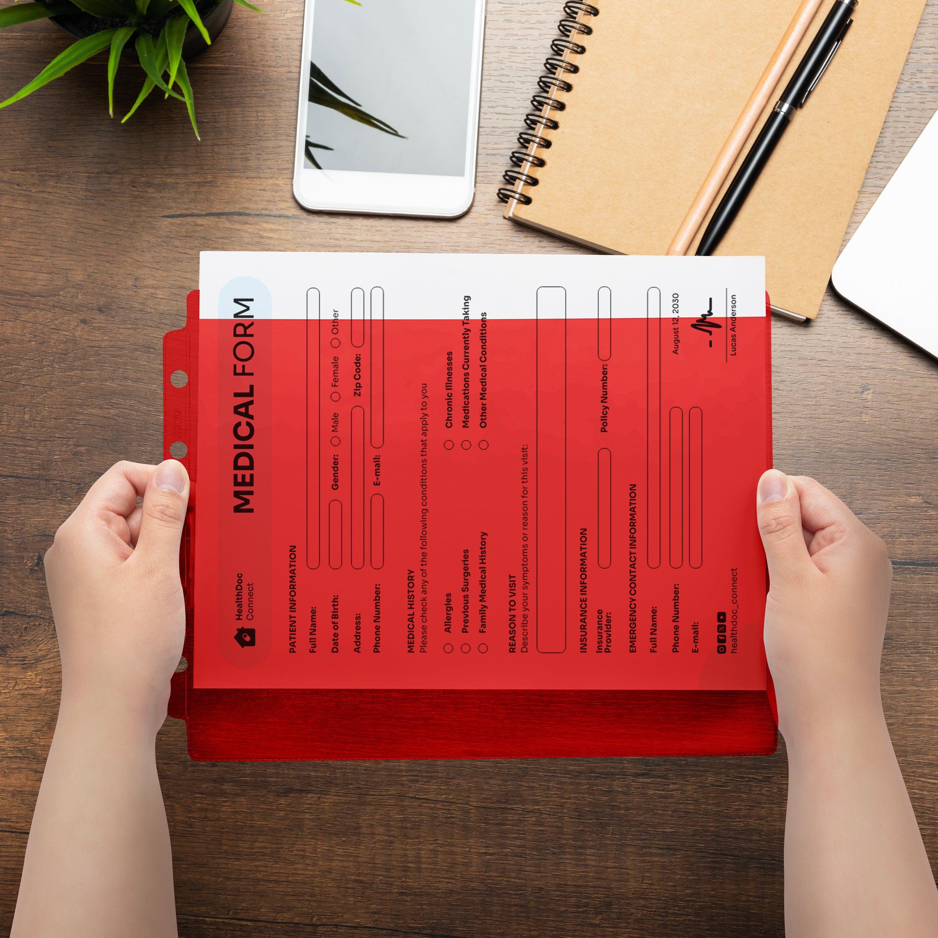 Red Sheet Protectors for Top Opening Ring Binders, Side Loading