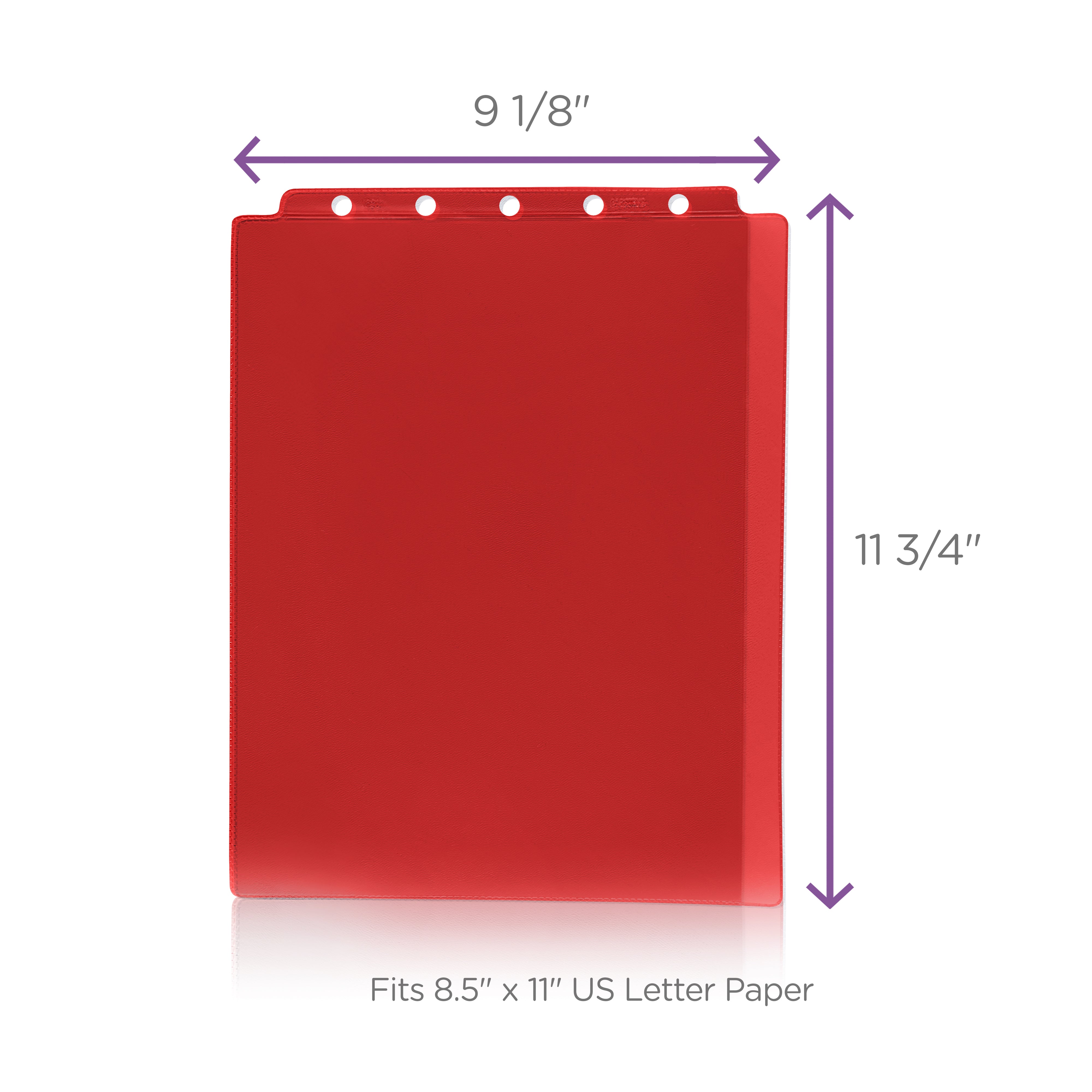 Red Sheet Protector for Top Opening Ring Binders, Side Loading