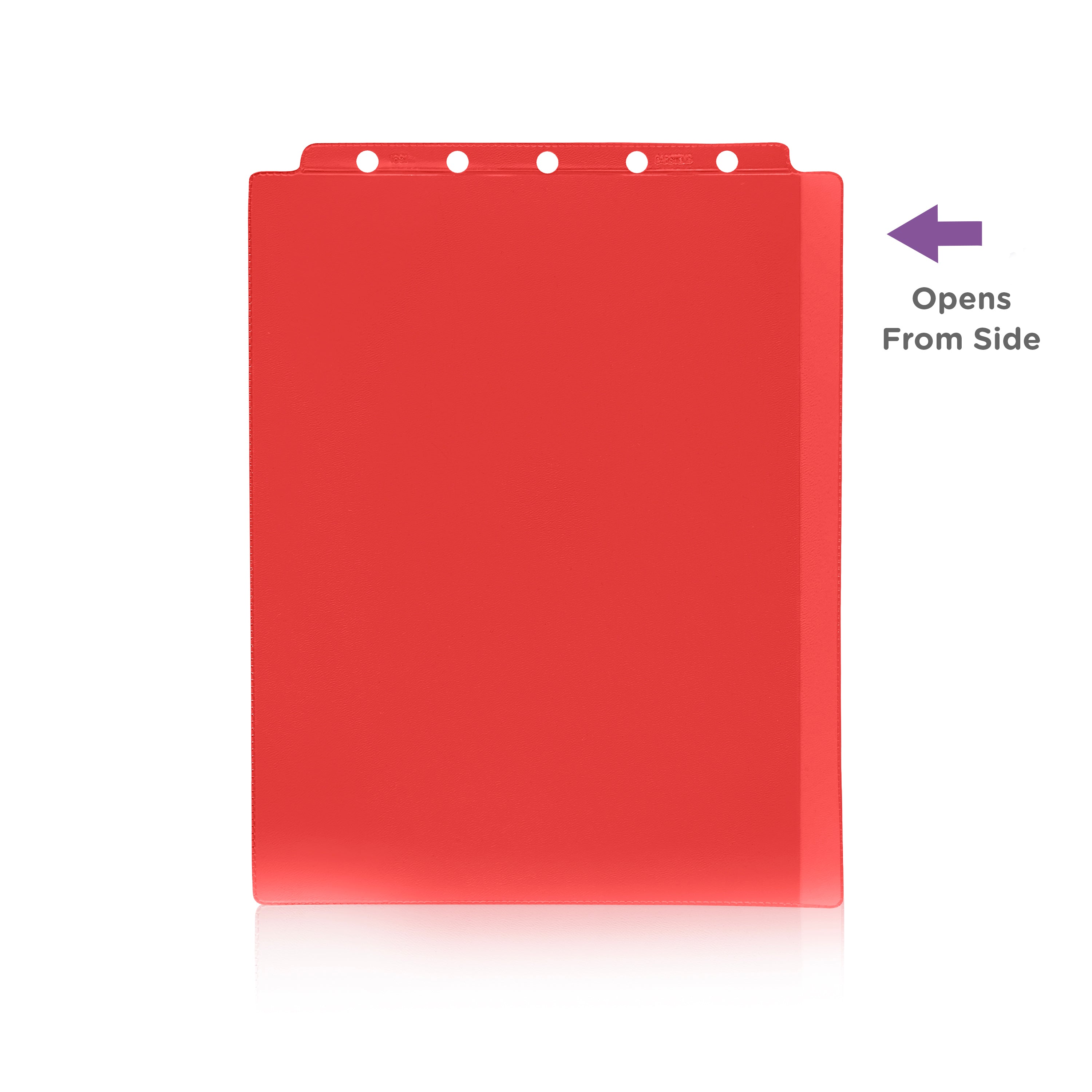 Red Sheet Protector for Top Opening Ring Binders, Side Loading