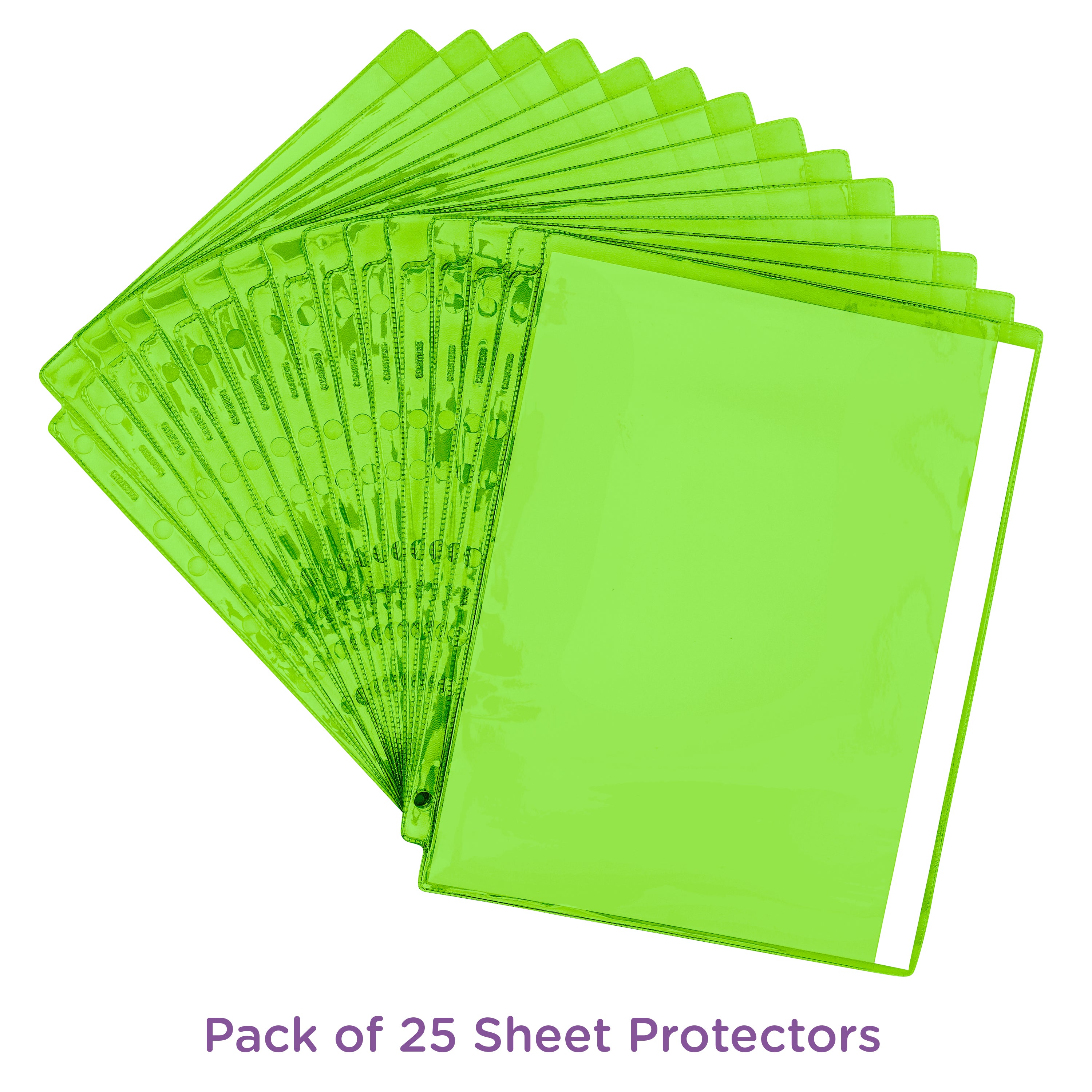 Green Tinted Sheet Protectors for Side Opening Ring Binders, Side Loading