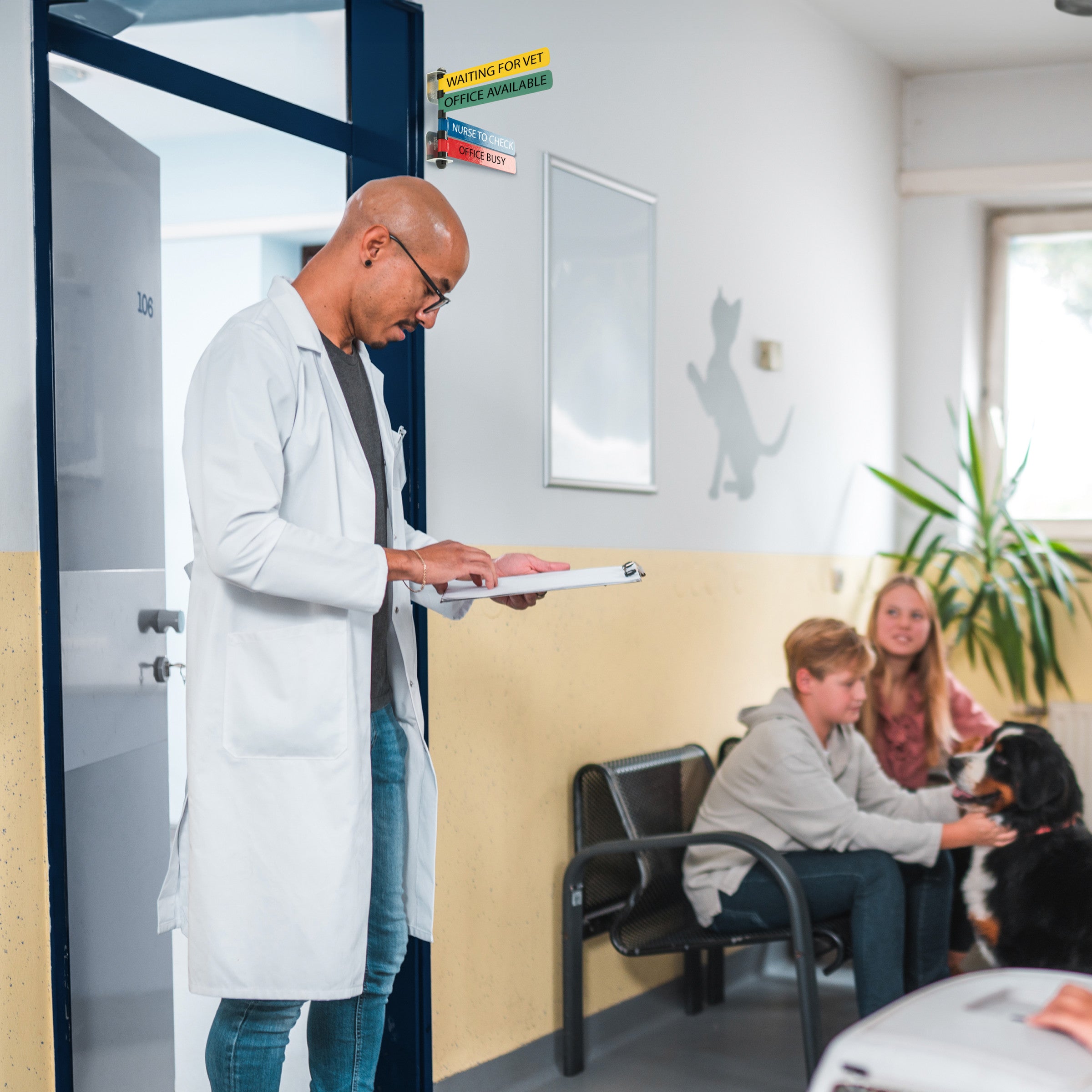 Custom Color with Text Exam Room Status & Signal Flags