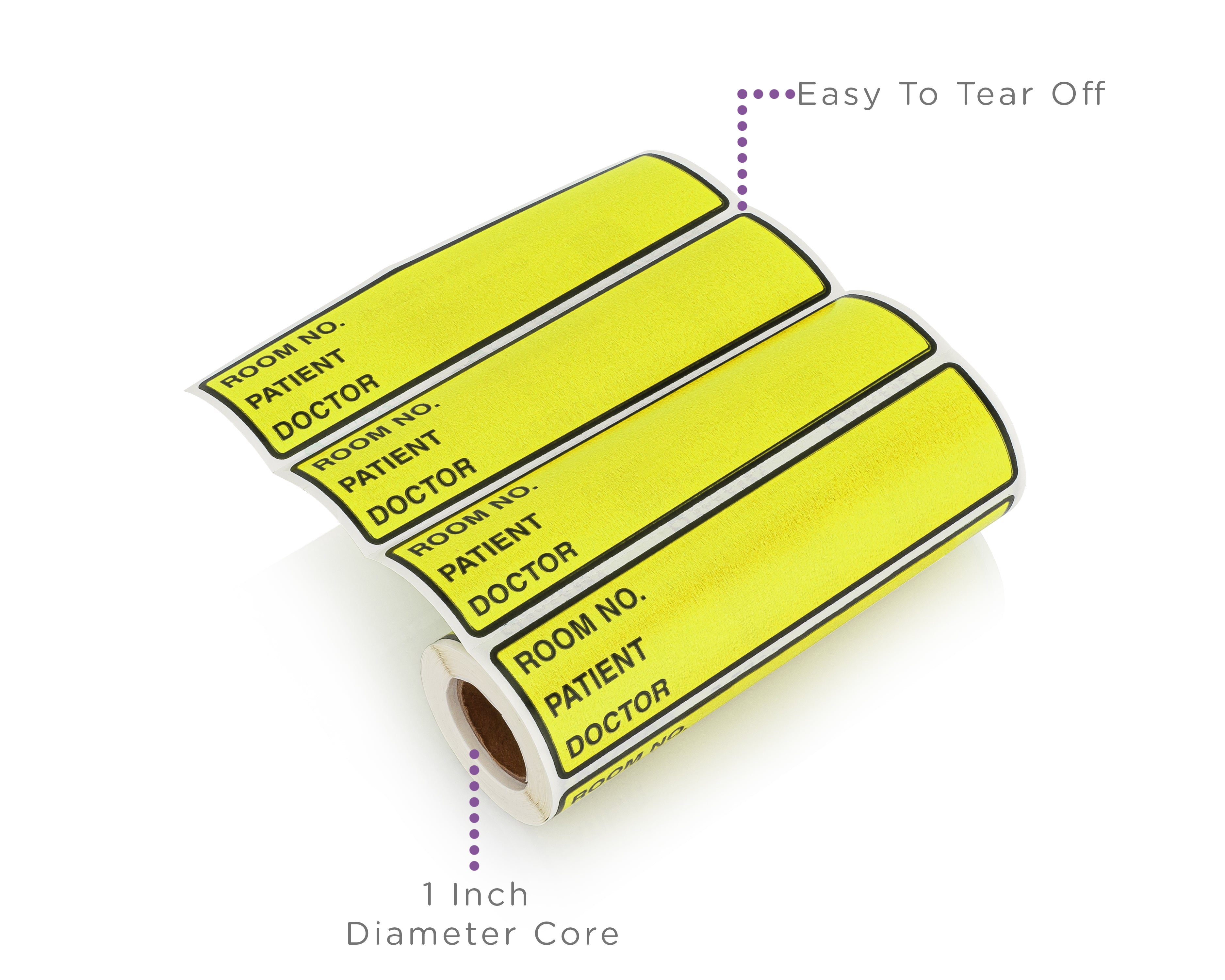Room No. / Patient / Doctor Preprinted ID Labels for 1.5 – 4” Ring Binder Spines - Roll of 200