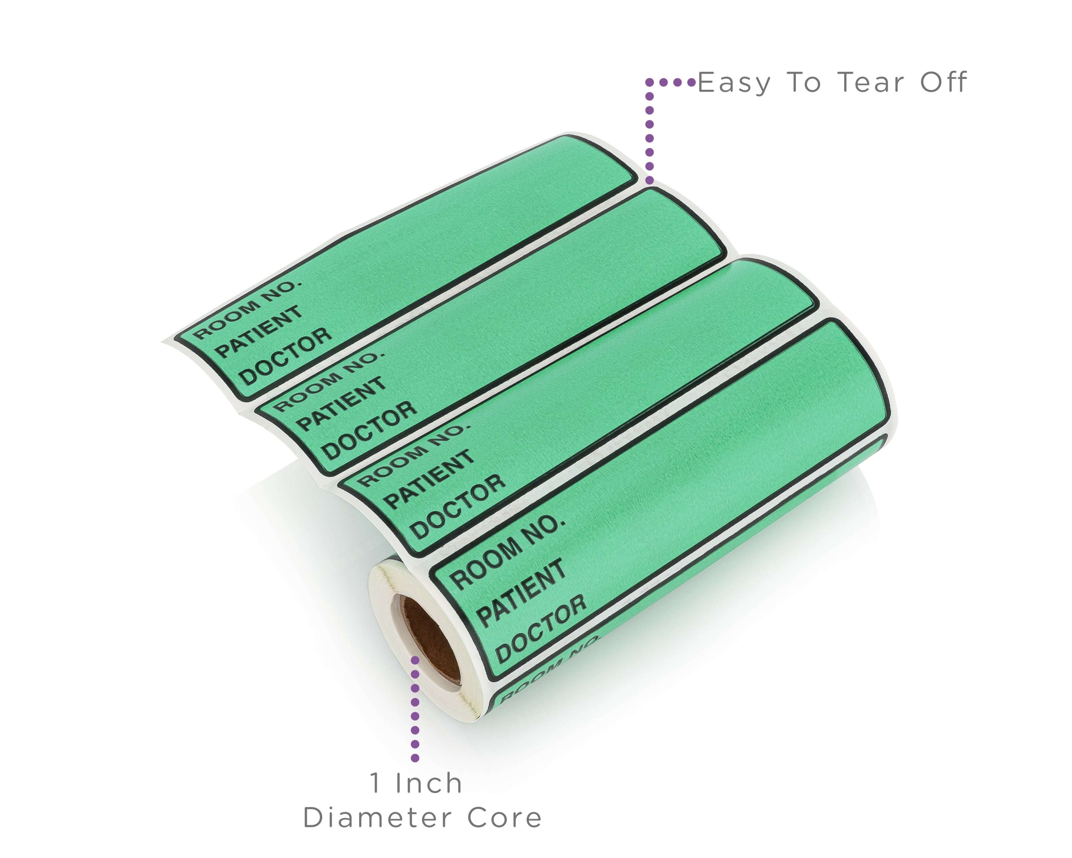 Room No. / Patient / Doctor Preprinted ID Labels for 1.5 – 4” Ring Binder Spines - Roll of 200