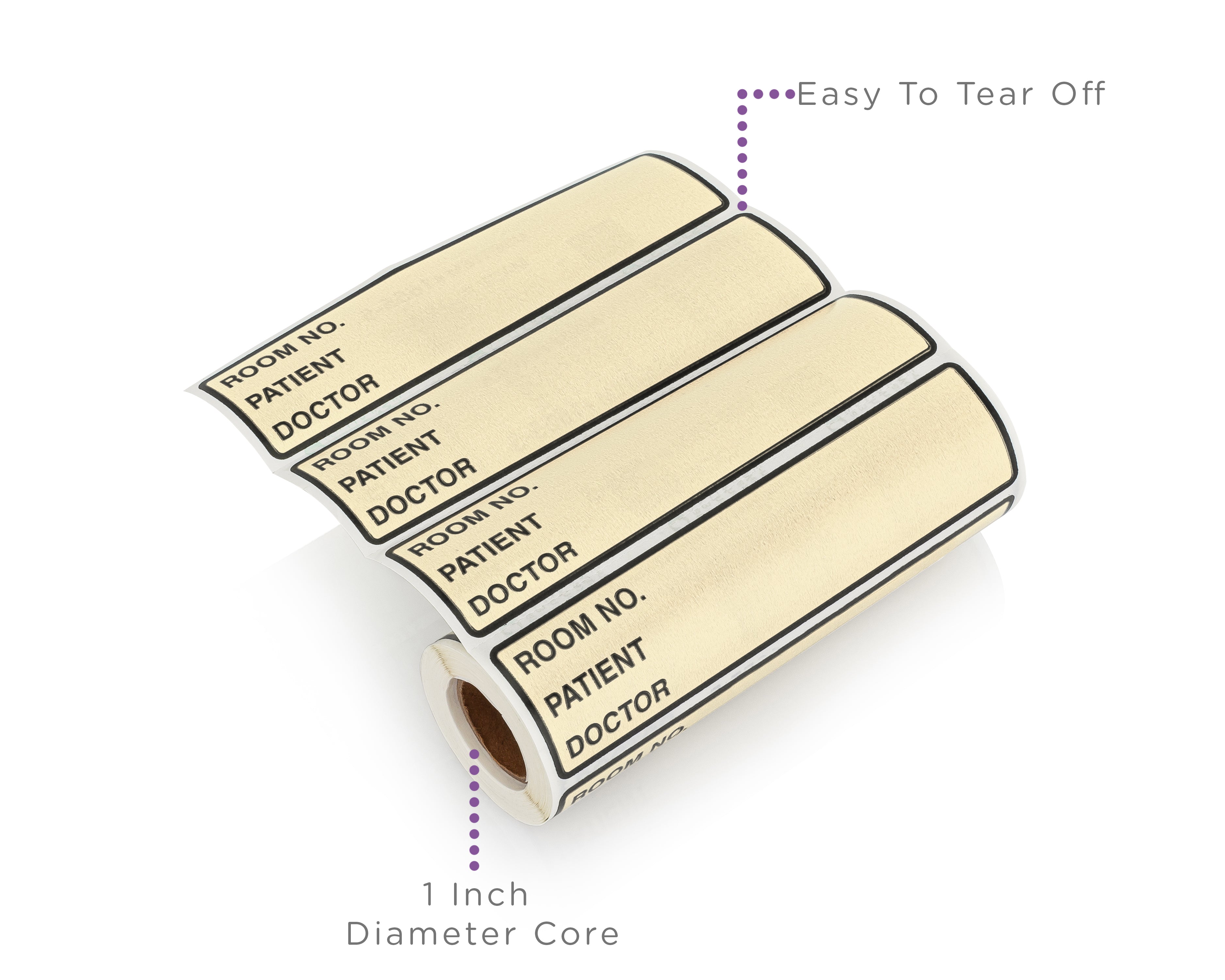 Room No. / Patient / Doctor Preprinted ID Labels for 1.5 – 4” Ring Binder Spines - Roll of 200