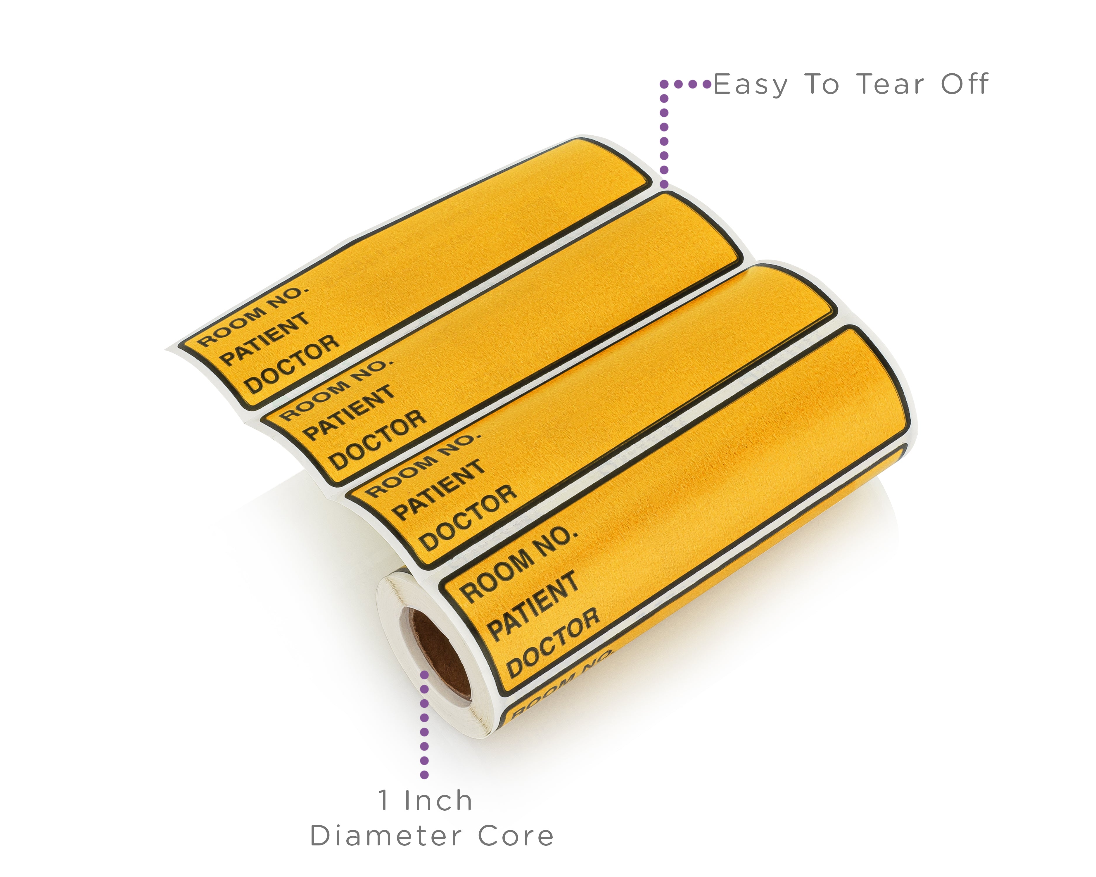 Room No. / Patient / Doctor Preprinted ID Labels for 1.5 – 4” Ring Binder Spines - Roll of 200