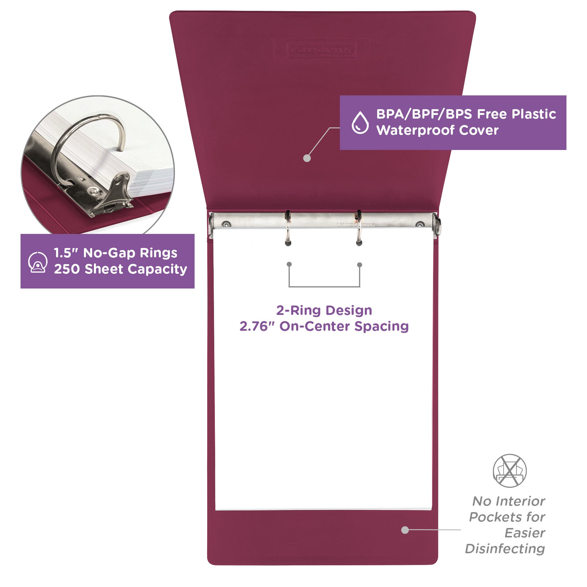 1.5-Inch Heavy Duty 2-Ring Binder for Medical Charting – Top Opening