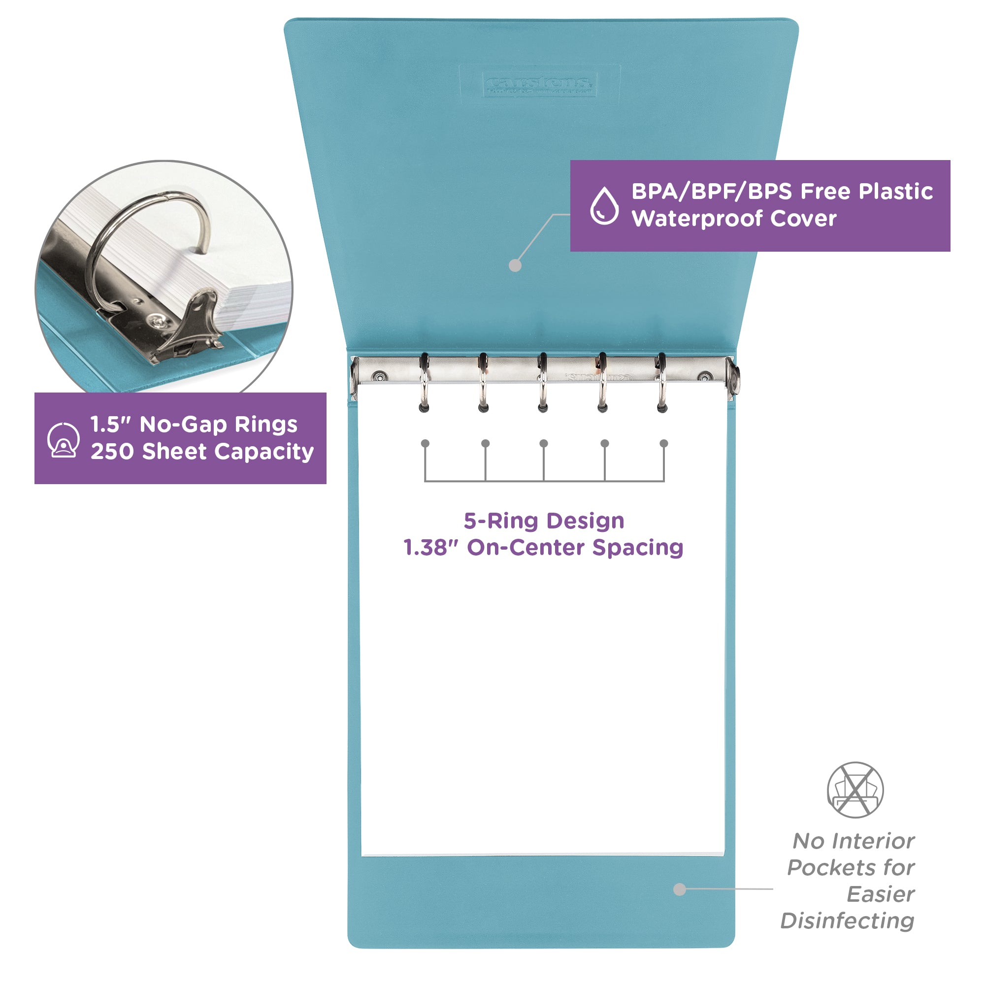 1.5 Inch Heavy Duty 5-Ring Binder for Medical Charting – Top Opening