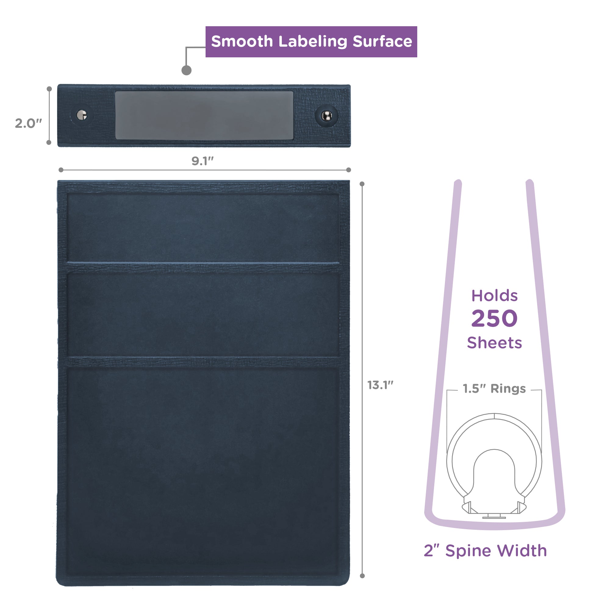 1.5-Inch Heavy Duty 2-Ring Binder for Medical Charting – Top Opening