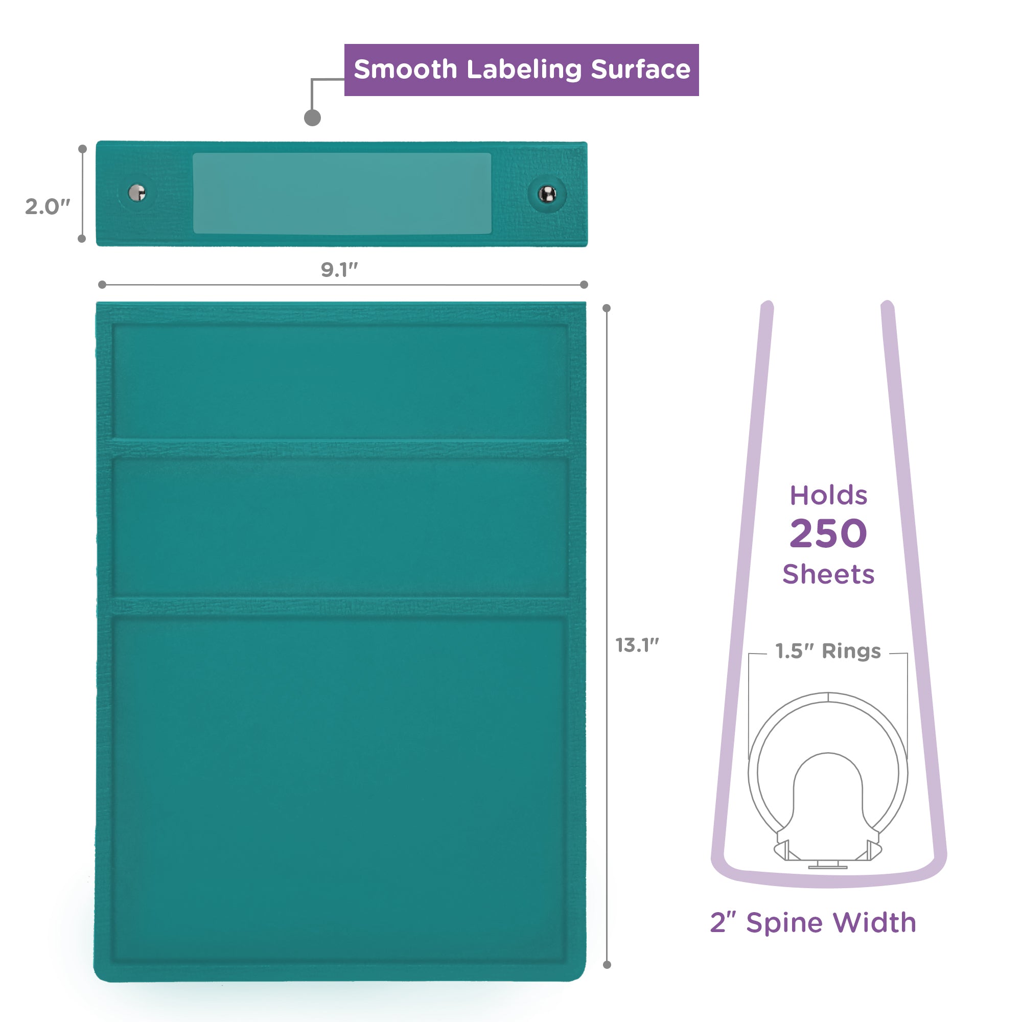 1.5-Inch Heavy Duty 2-Ring Binder for Medical Charting – Top Opening