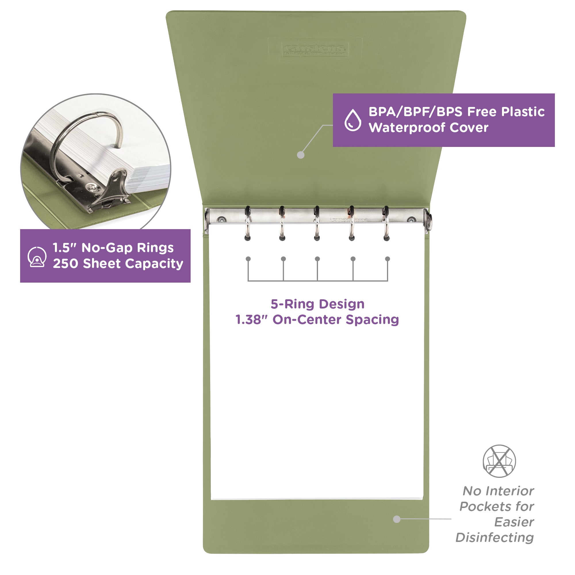 1.5 Inch Heavy Duty 5-Ring Binder for Medical Charting – Top Opening