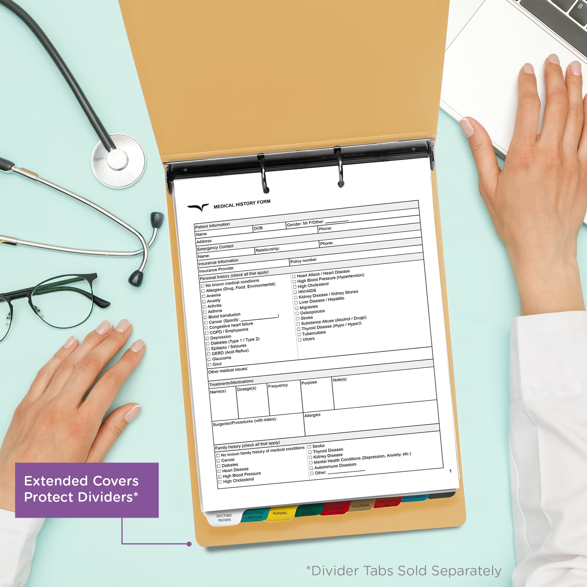 1.5-Inch Heavy Duty 2-Ring Binder for Medical Charting – Top Opening