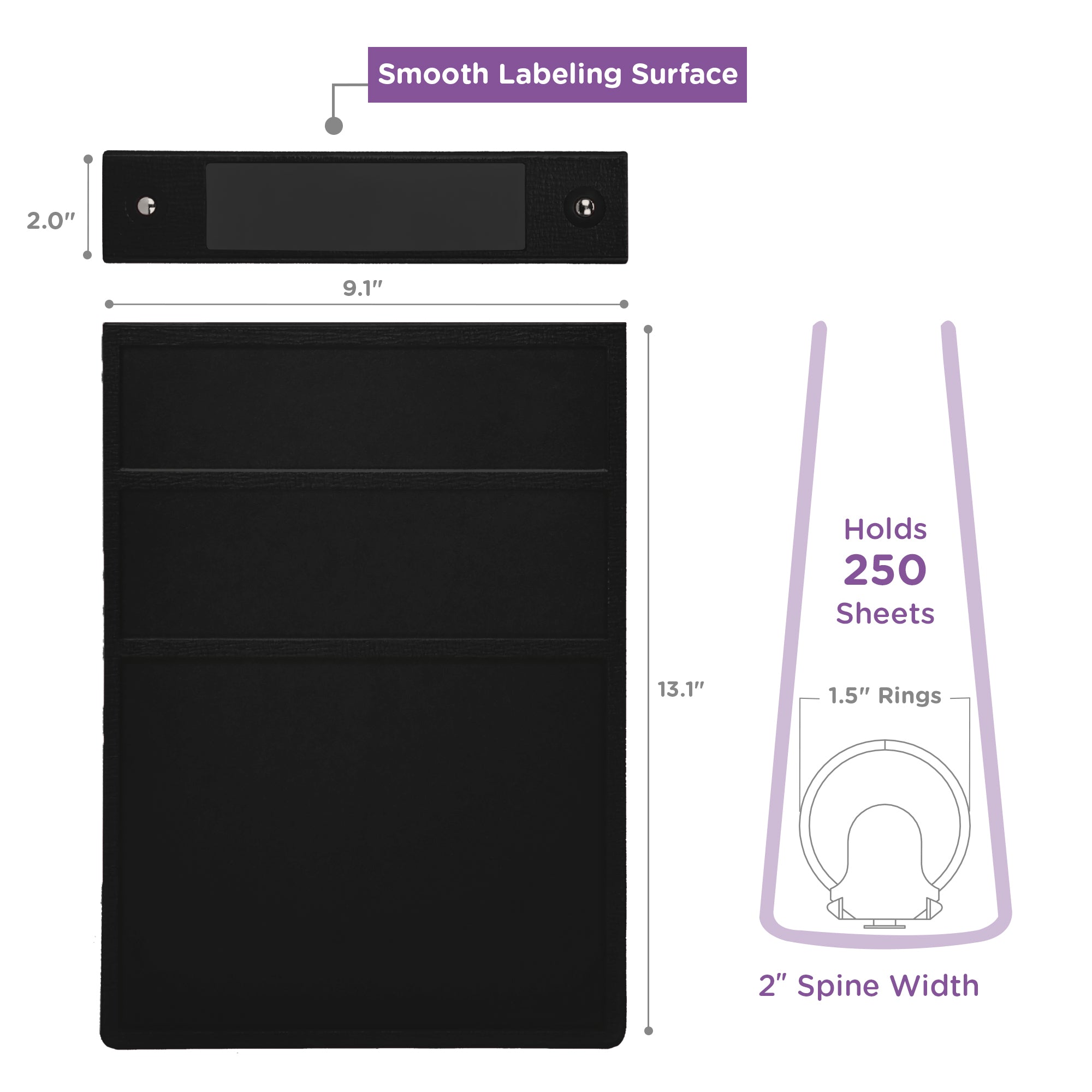 1.5 Inch Heavy Duty 5-Ring Binder for Medical Charting – Top Opening