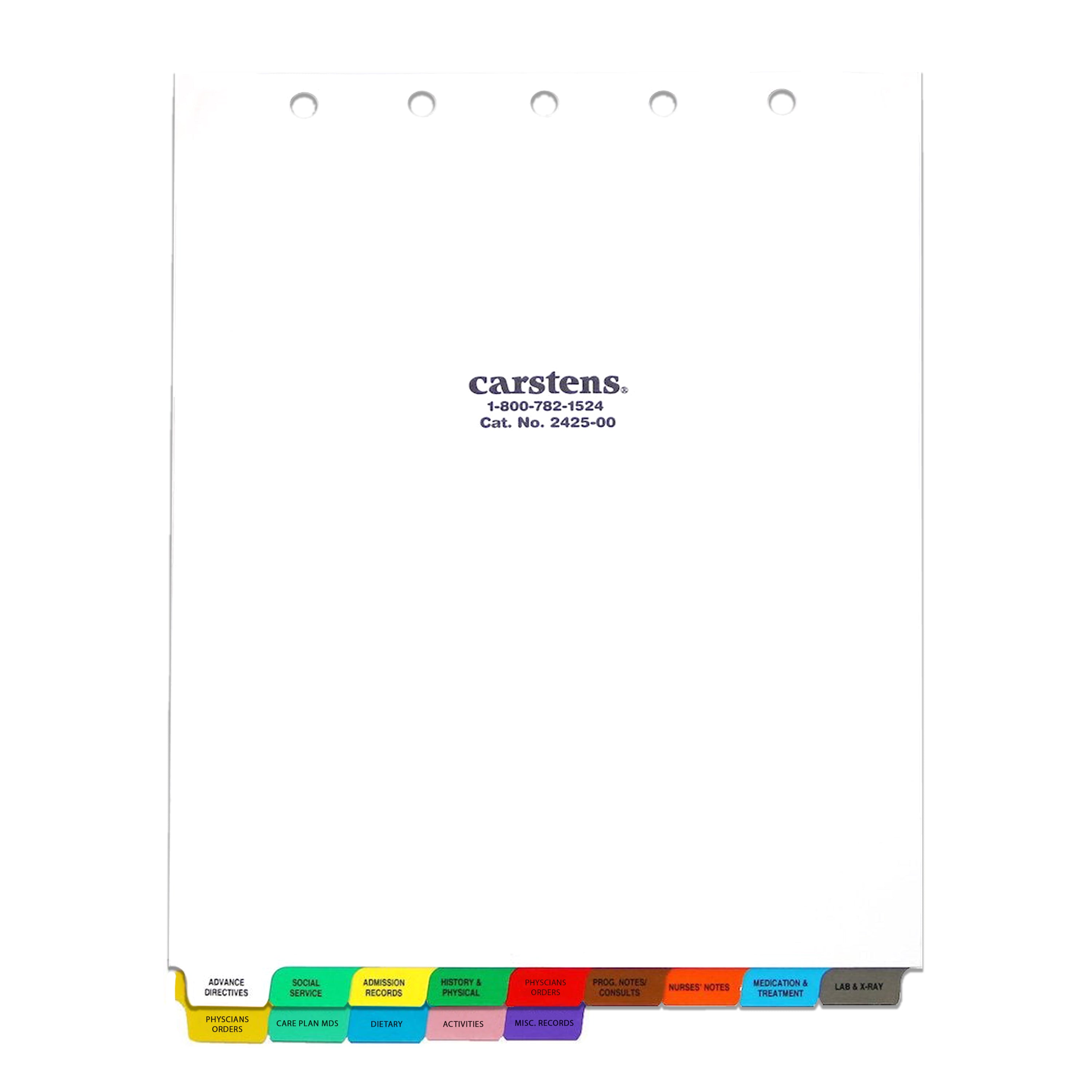 Paper Long Term Care Divider Set for Top Opening Binders