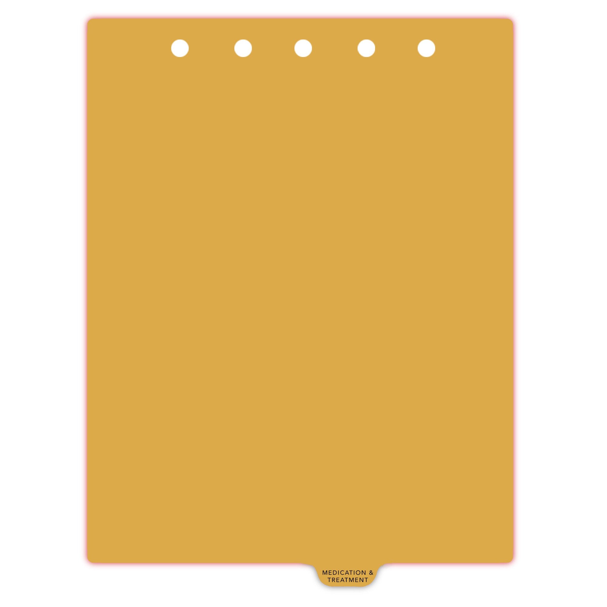 Heavy Duty Plastic Medical Chart Divider Tabs, Bottom Tab, 1/9 Cut, Tab 6 Position