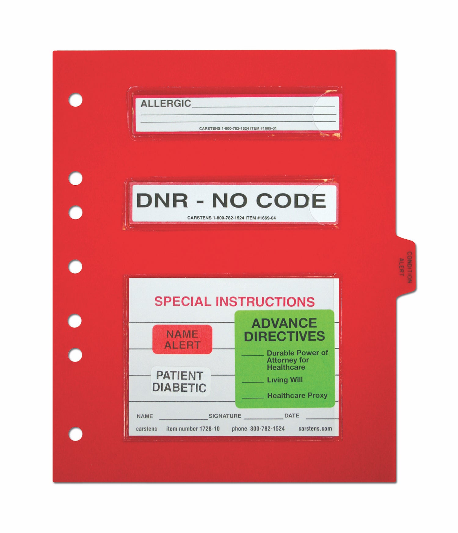 Heavy Duty Plastic Medical Chart Divider Tabs, Side Tab, 1/9 Cut, Tab 5 Position