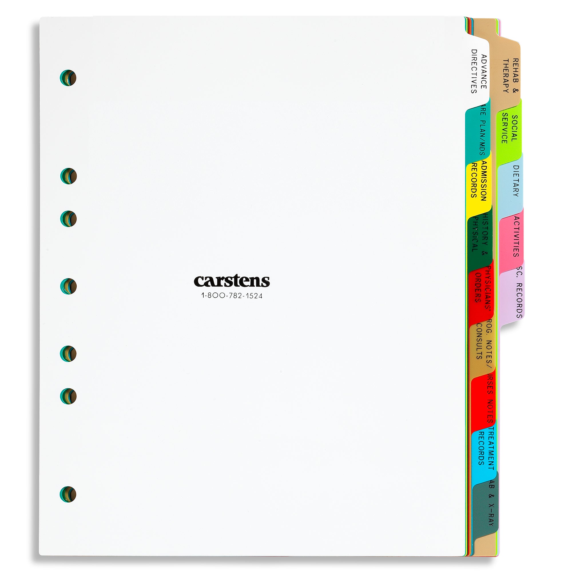 Heavy Duty Plastic Long Term Care Divider Sets for Side Opening Binders