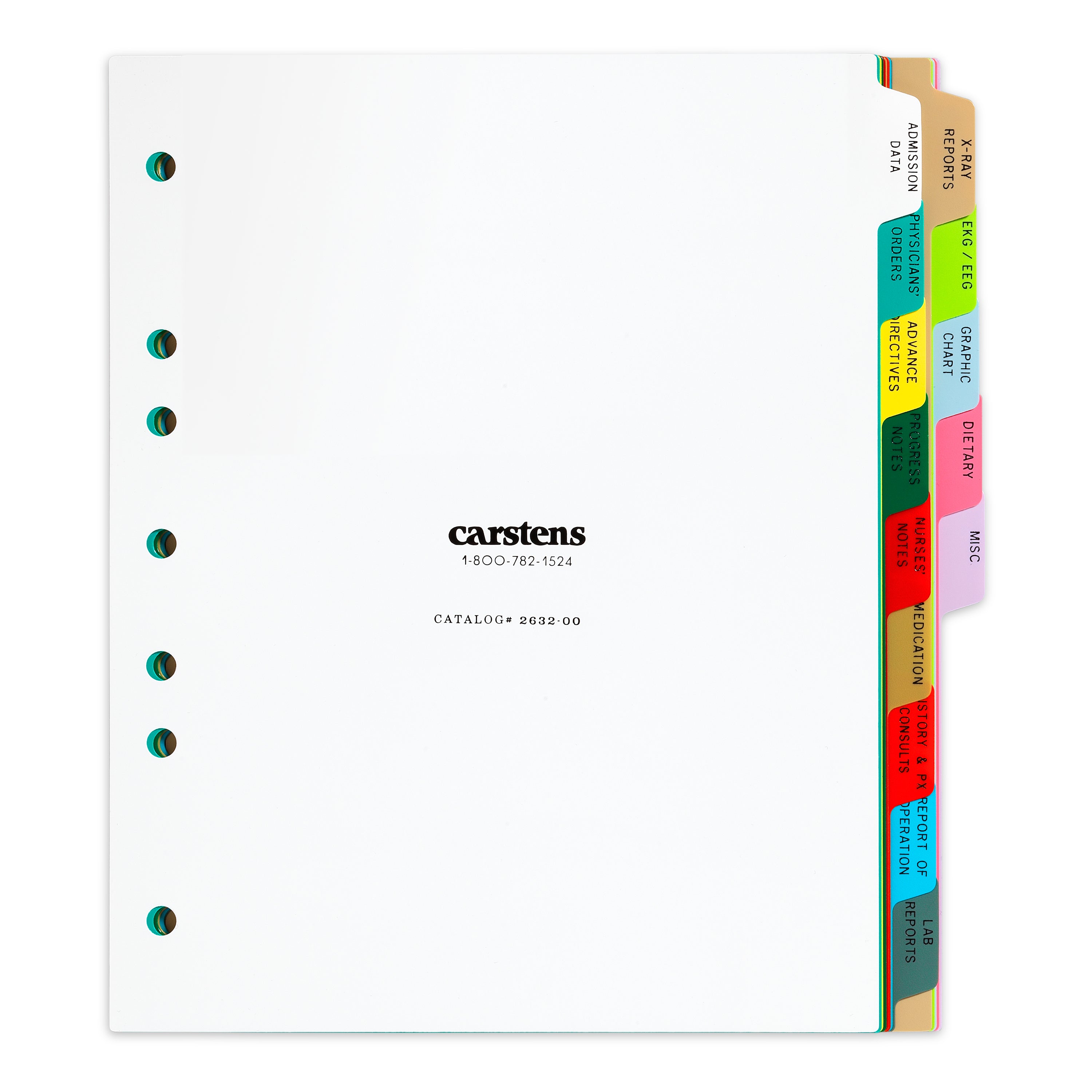 Heavy Duty Plastic Hospital Divider Sets for Side Opening Binders