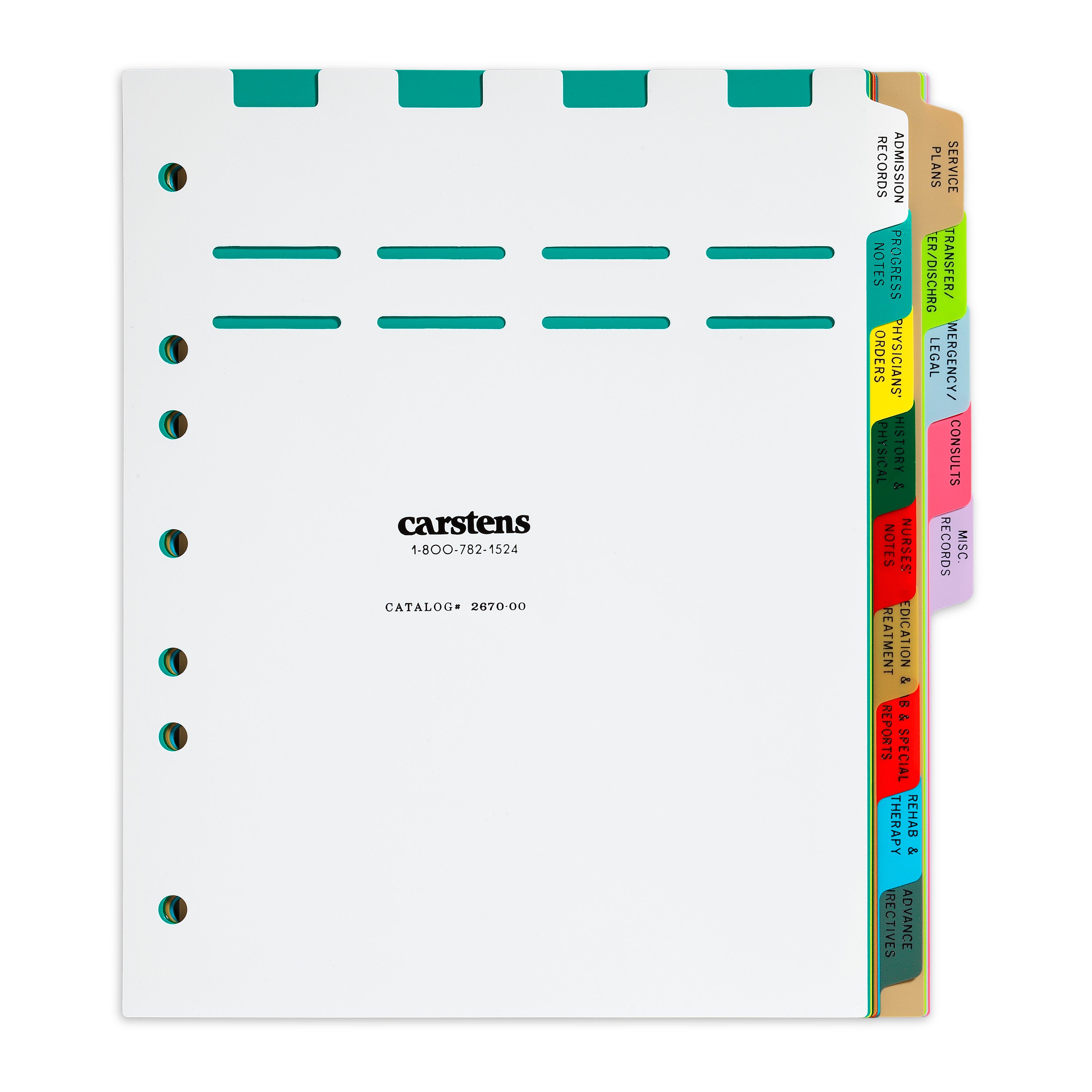 Heavy Duty Plastic Assisted Living Divider Sets for Side Opening Binders