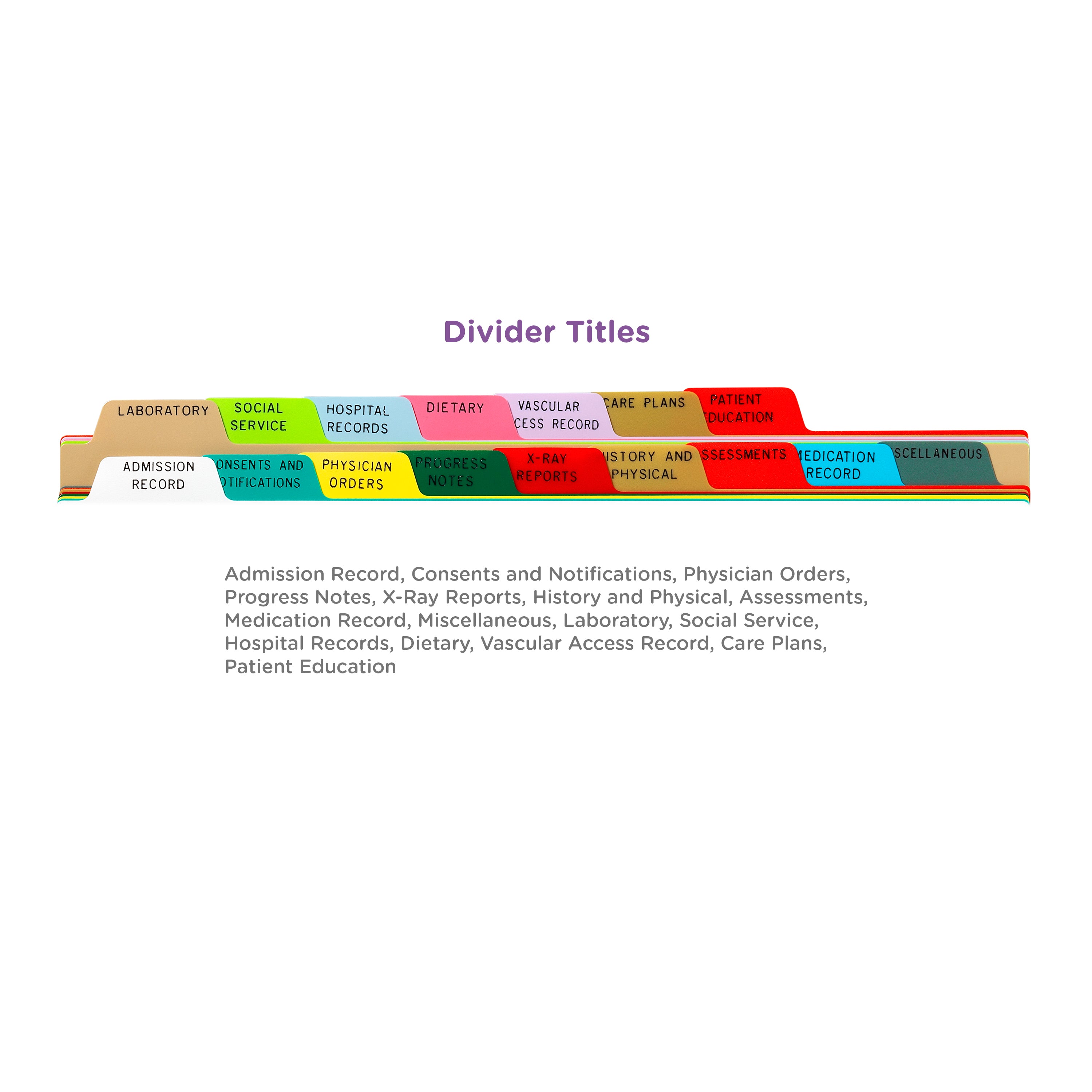 Heavy Duty Plastic Dialysis Divider Sets for Side Opening Binders