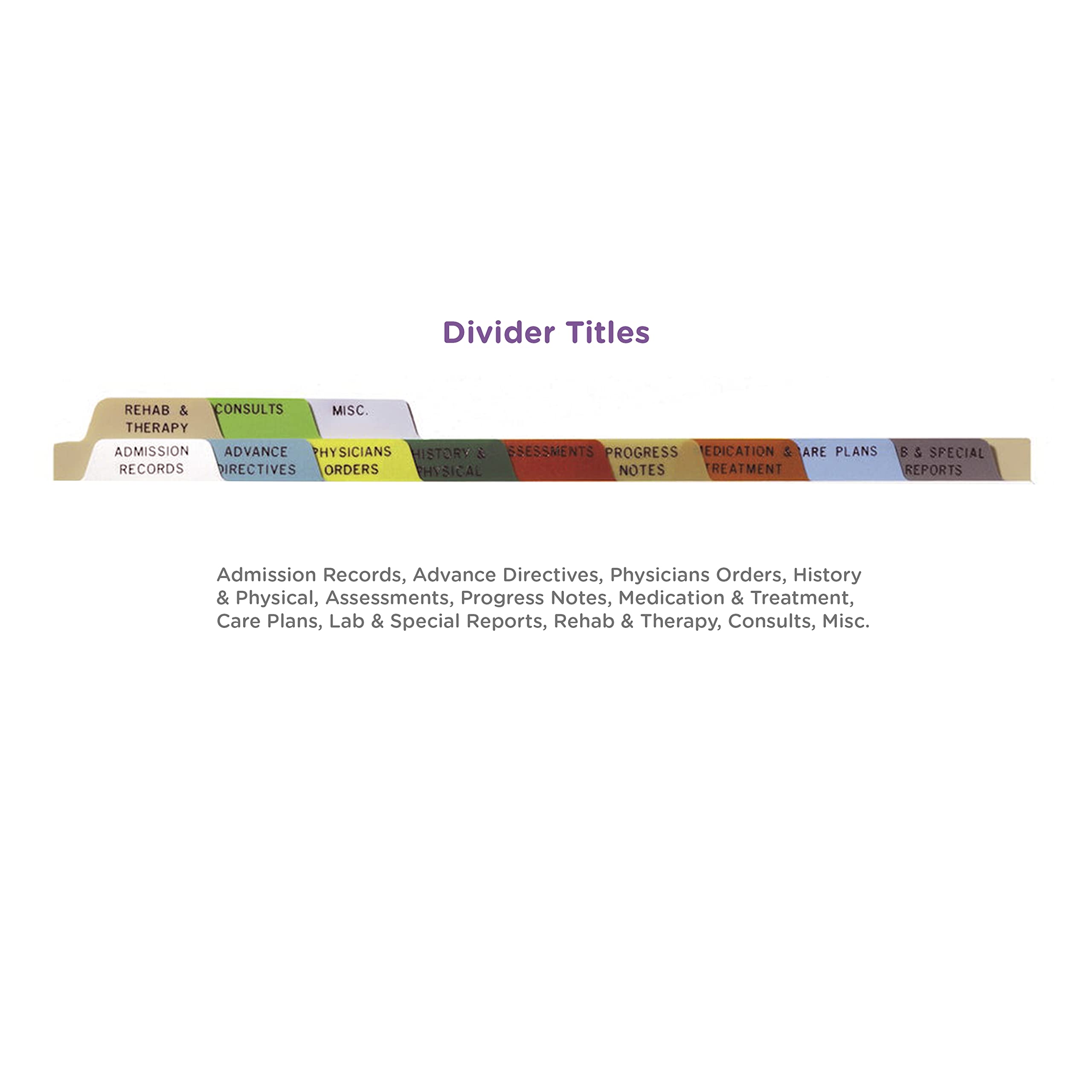 Heavy Duty Plastic Adult Daycare Divider Sets for Top Opening Binders