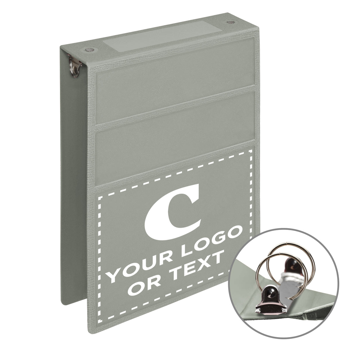 Custom 2-Inch Binder with Logo – Heavy Duty Top-Opening, Gray / 5-Rings