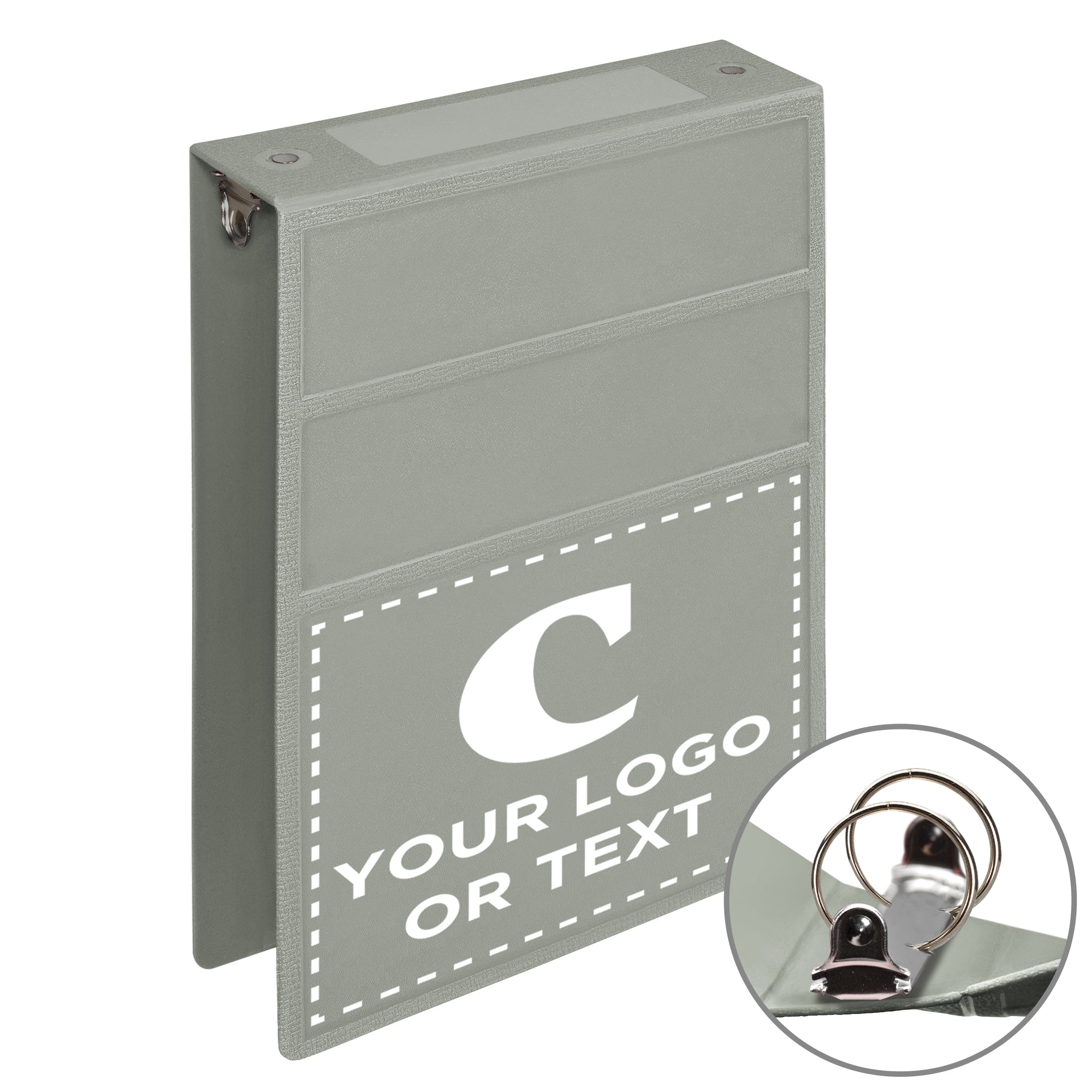Custom 2-Inch Binder with Logo – Heavy Duty Top-Opening, Gray / 5-Rings