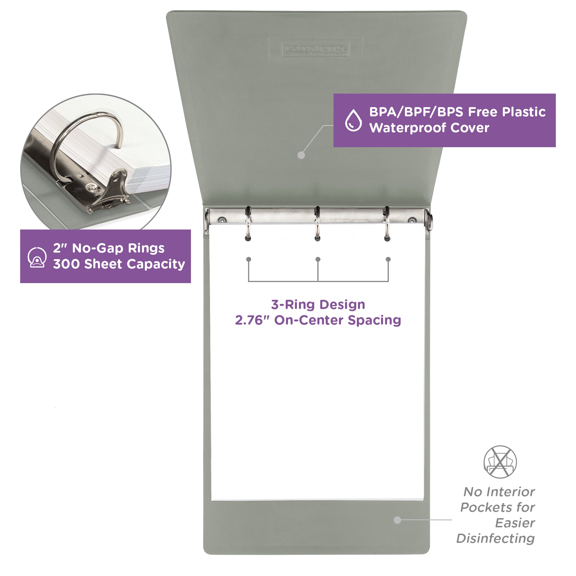 2-Inch Heavy Duty 3-Ring Binder for Medical Charting - Top Opening
