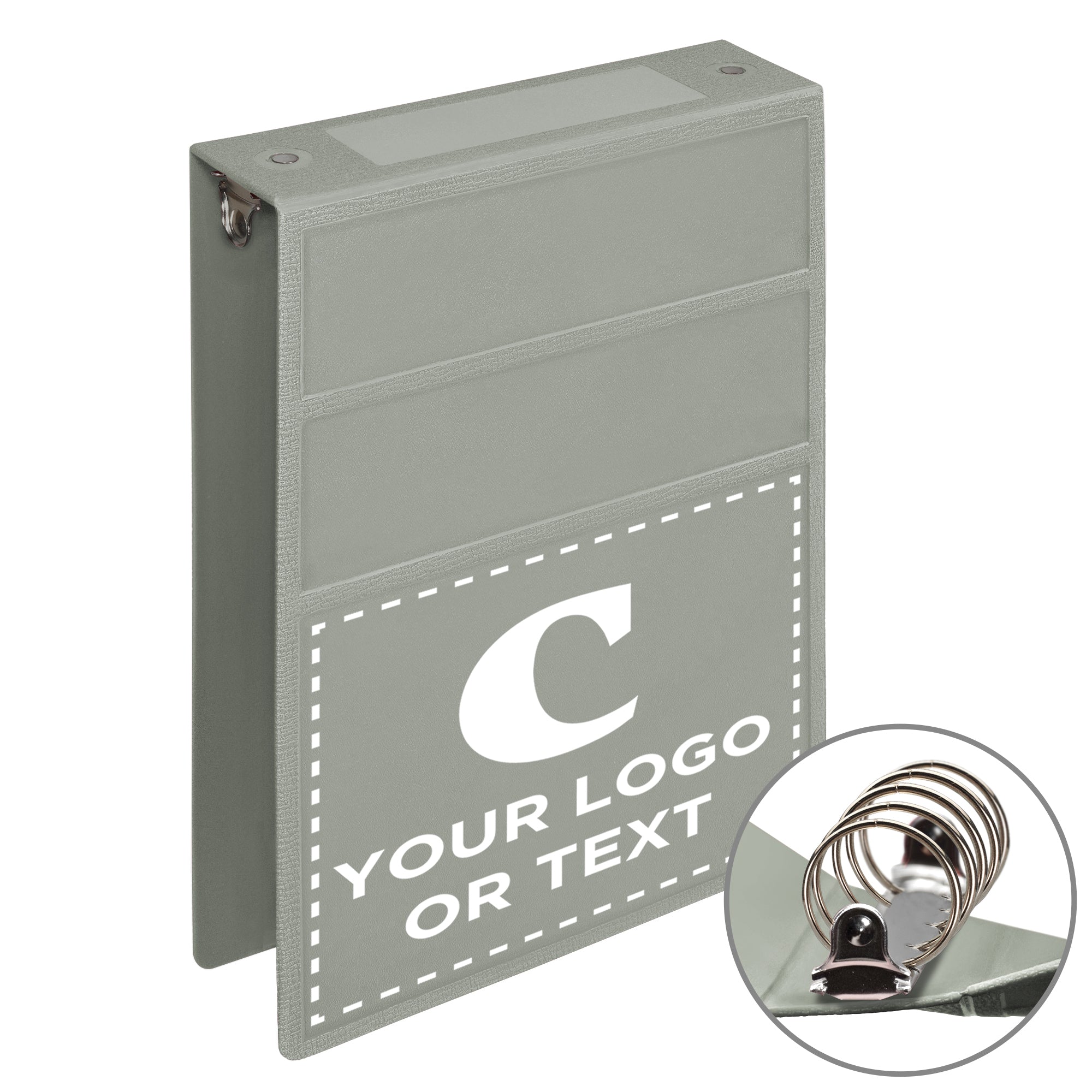 Custom 2-Inch Binder with Logo Heavy Duty Top-Opening, Gray / 5-Rings Custom 2-Inch Binder with Logo Heavy Duty Top-Opening, Gray / 5-Rings
