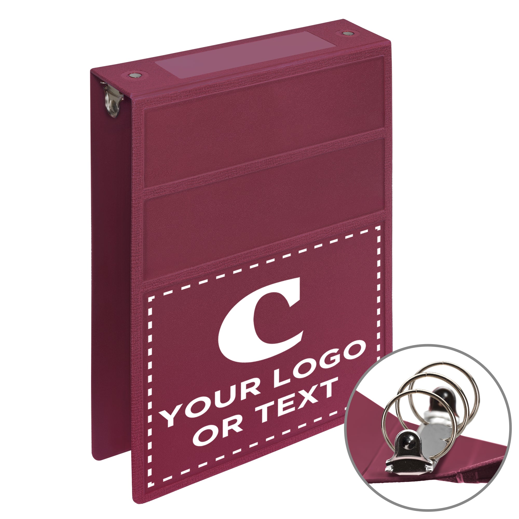 Custom 2-Inch Binder with Logo – Heavy Duty Top-Opening, Burgundy / 3-Rings
