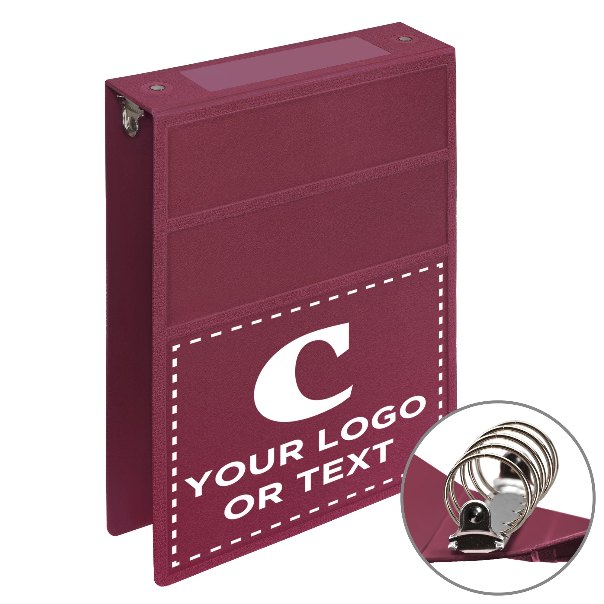 Custom 2-Inch Binder with Logo – Heavy Duty Top-Opening, Burgundy / 5-Rings