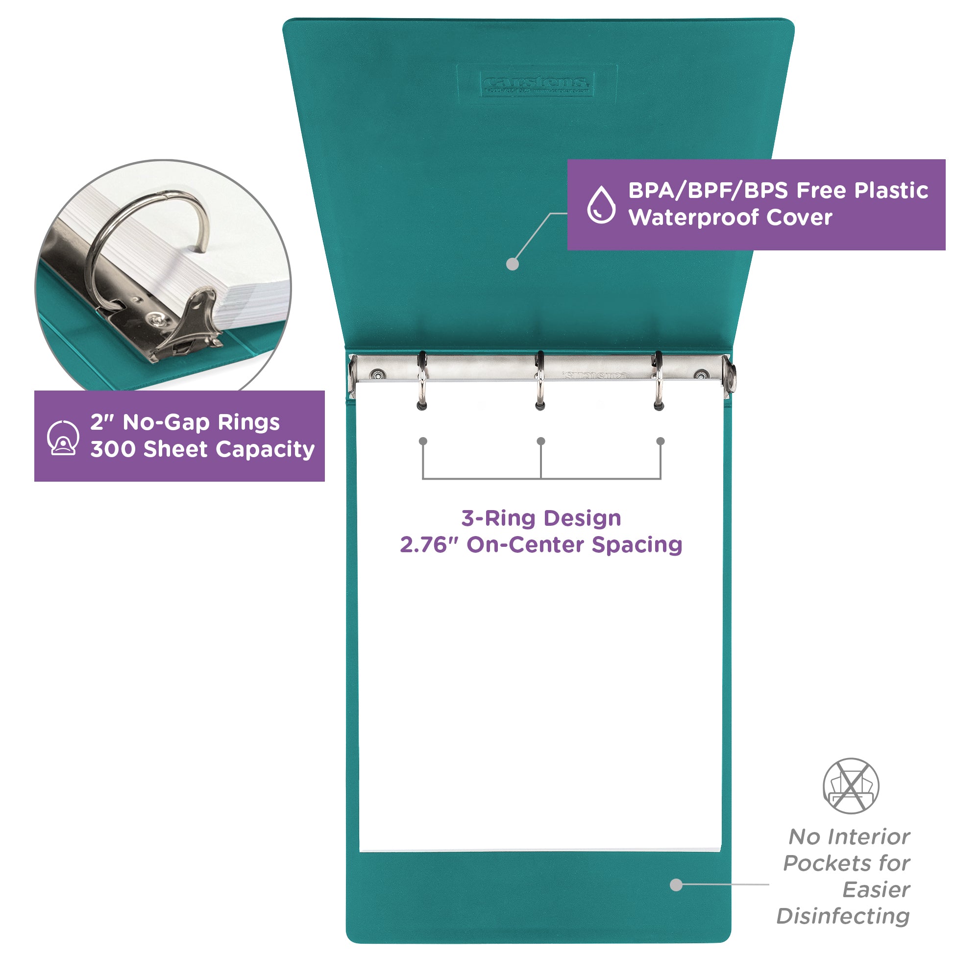 2-Inch Heavy Duty 3-Ring Binder for Medical Charting - Top Opening
