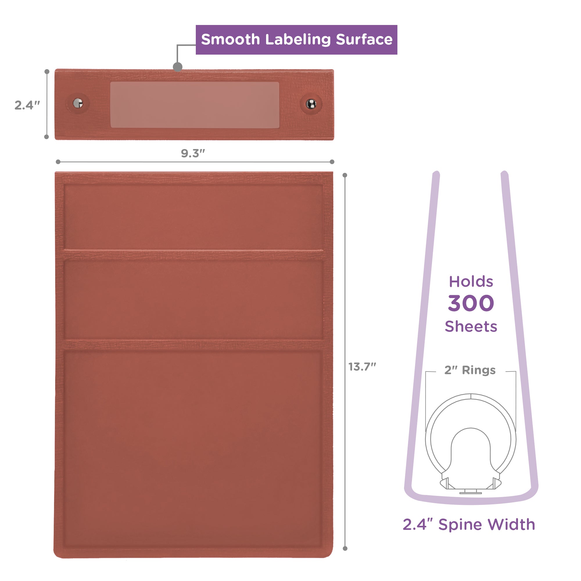 2-Inch Heavy Duty 3-Ring Binder for Medical Charting - Top Opening