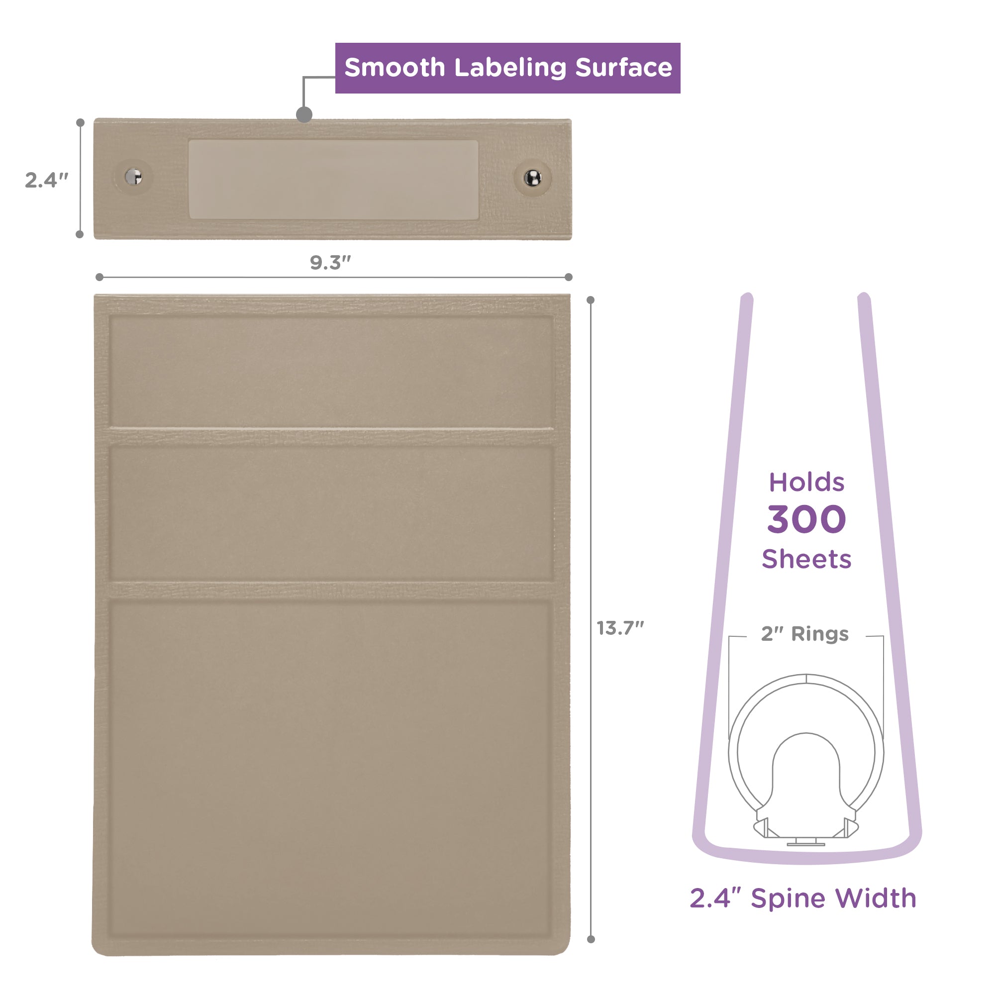 2-Inch Heavy Duty 3-Ring Binder for Medical Charting - Top Opening