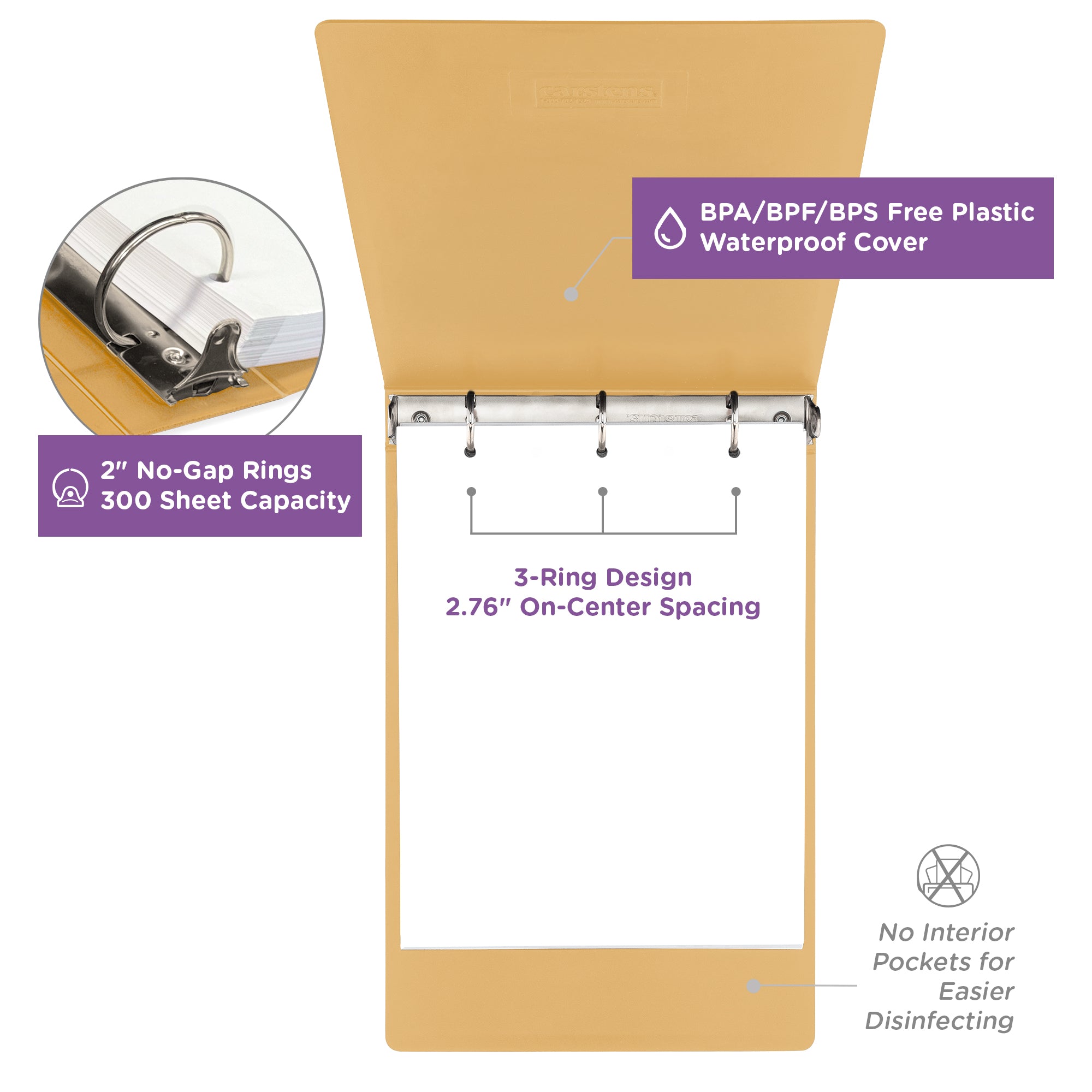 2-Inch Heavy Duty 3-Ring Binder for Medical Charting - Top Opening
