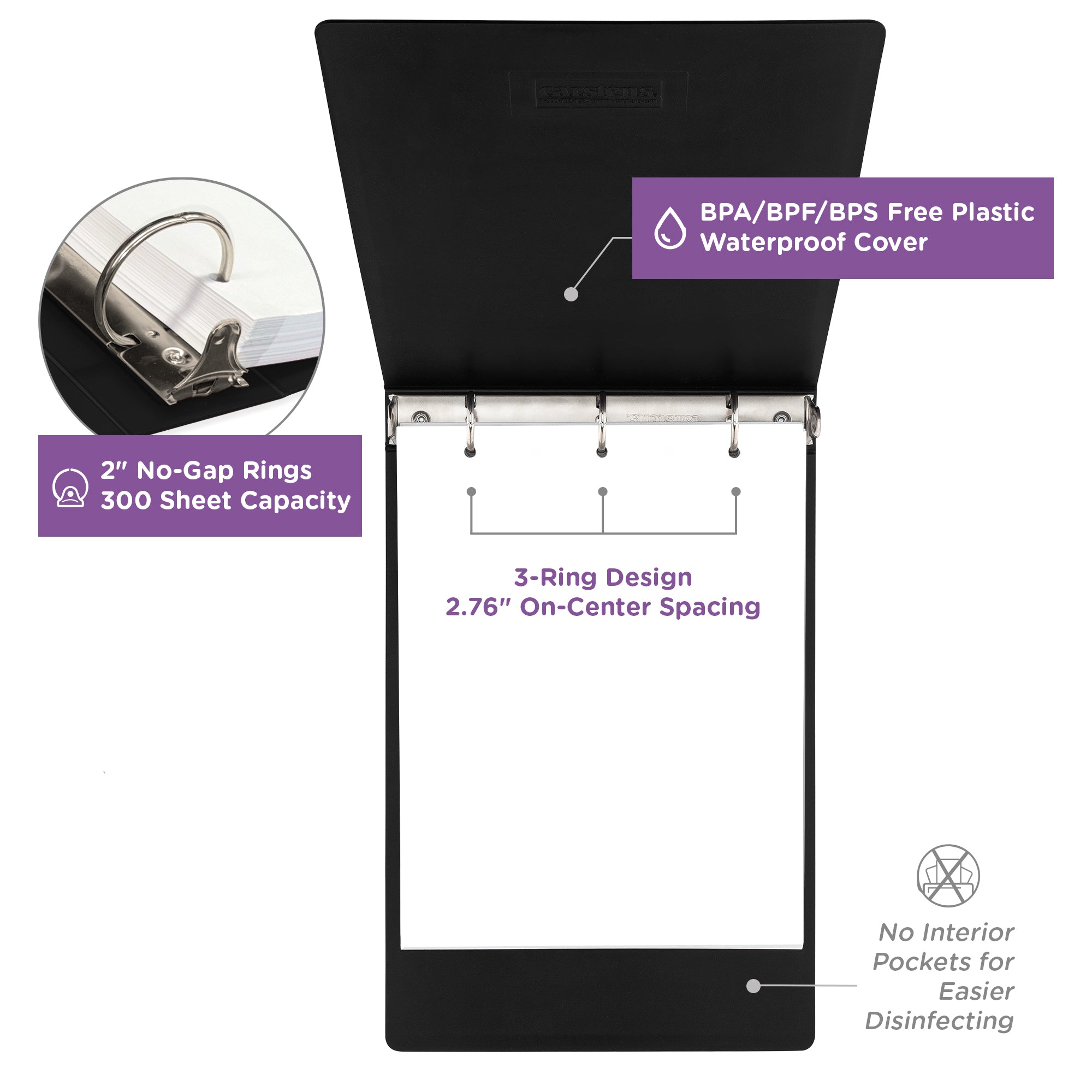 2-Inch Heavy Duty 3-Ring Binder for Medical Charting - Top Opening