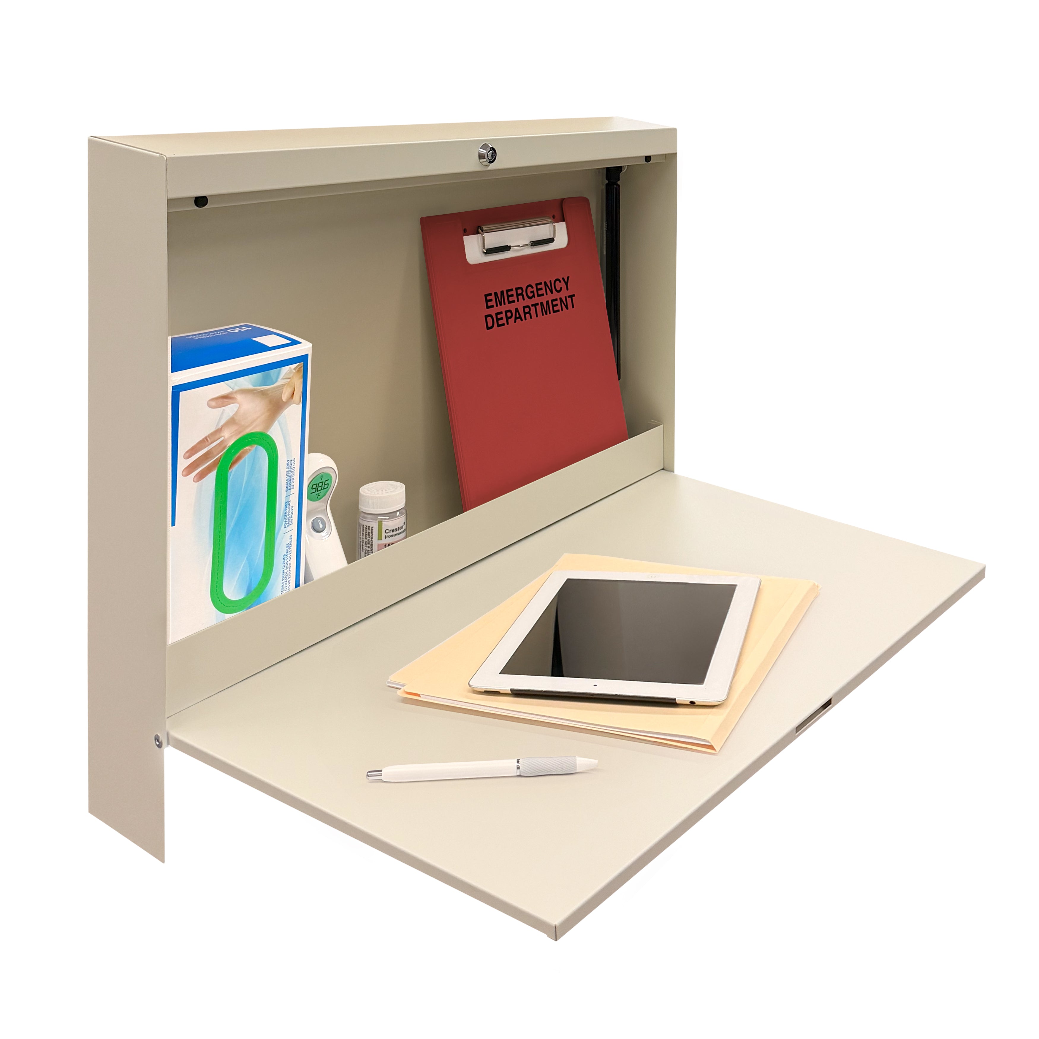 Basic Wide Wall-Mounted Workstation, 25.63"W x 20"H x 4"D, ECONOroo™ 6640 Series