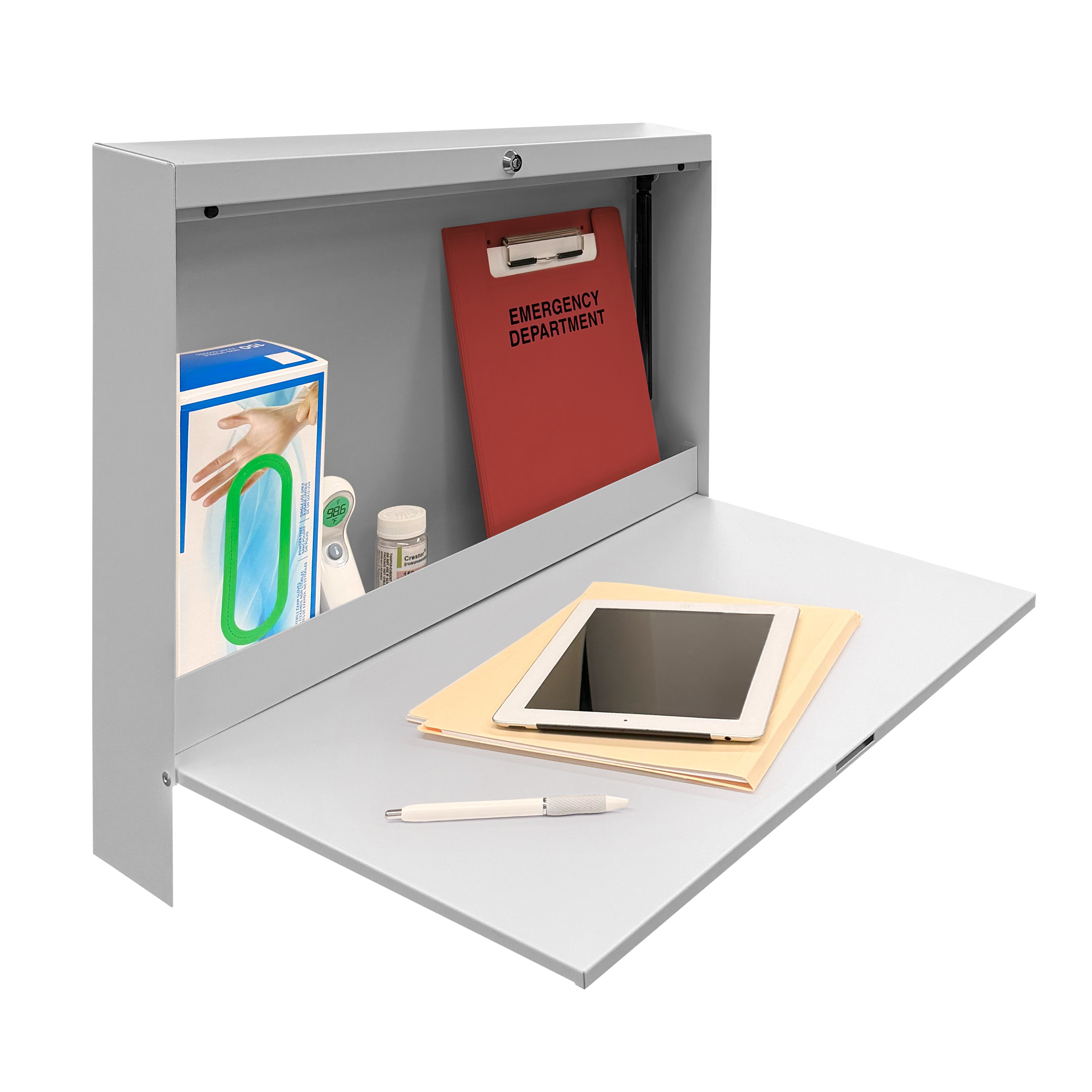 Basic Wide Wall-Mounted Workstation, 25.63"W x 20"H x 4"D, ECONOroo™ 6640 Series