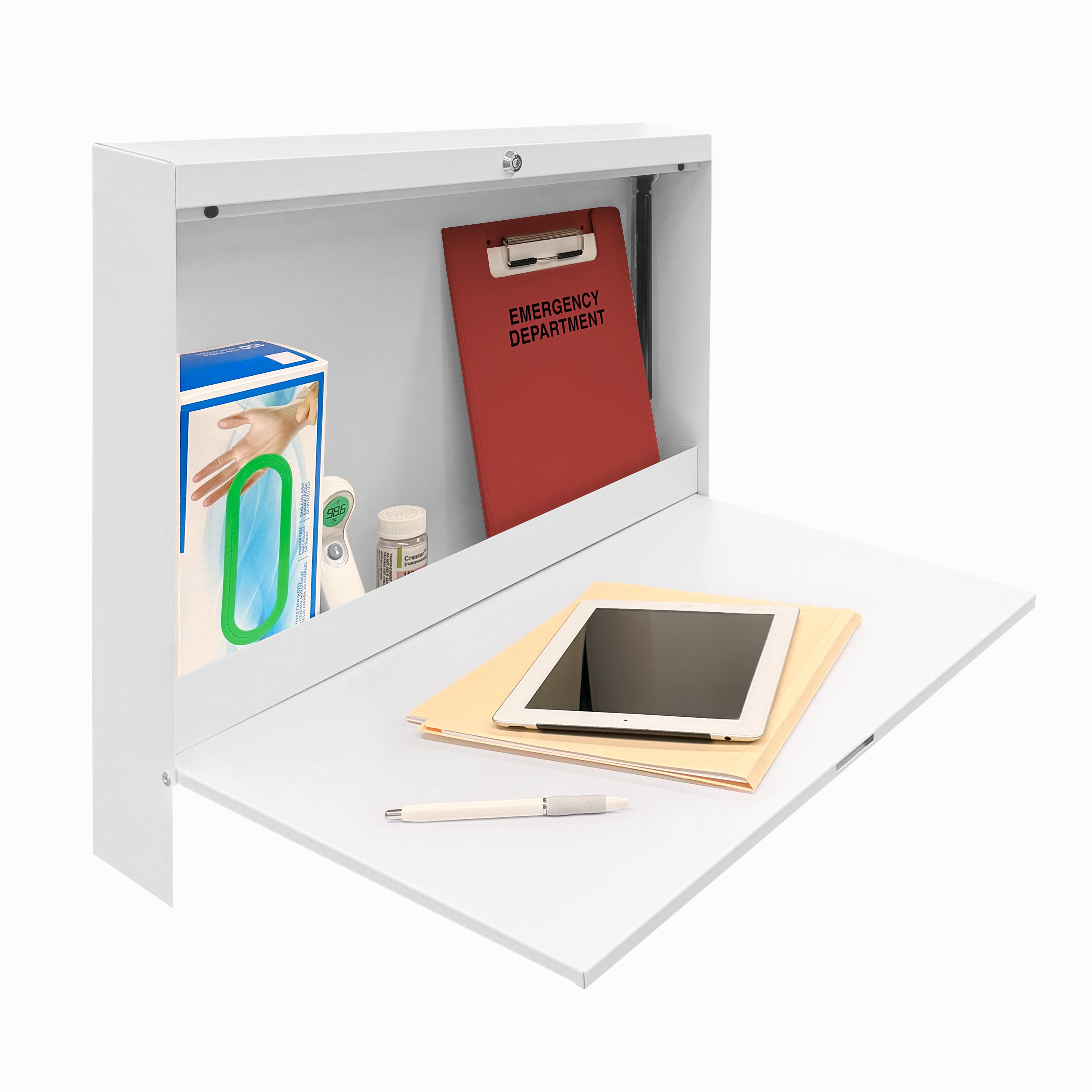 Basic Wide Wall-Mounted Workstation, 25.63"W x 20"H x 4"D, ECONOroo™ 6640 Series