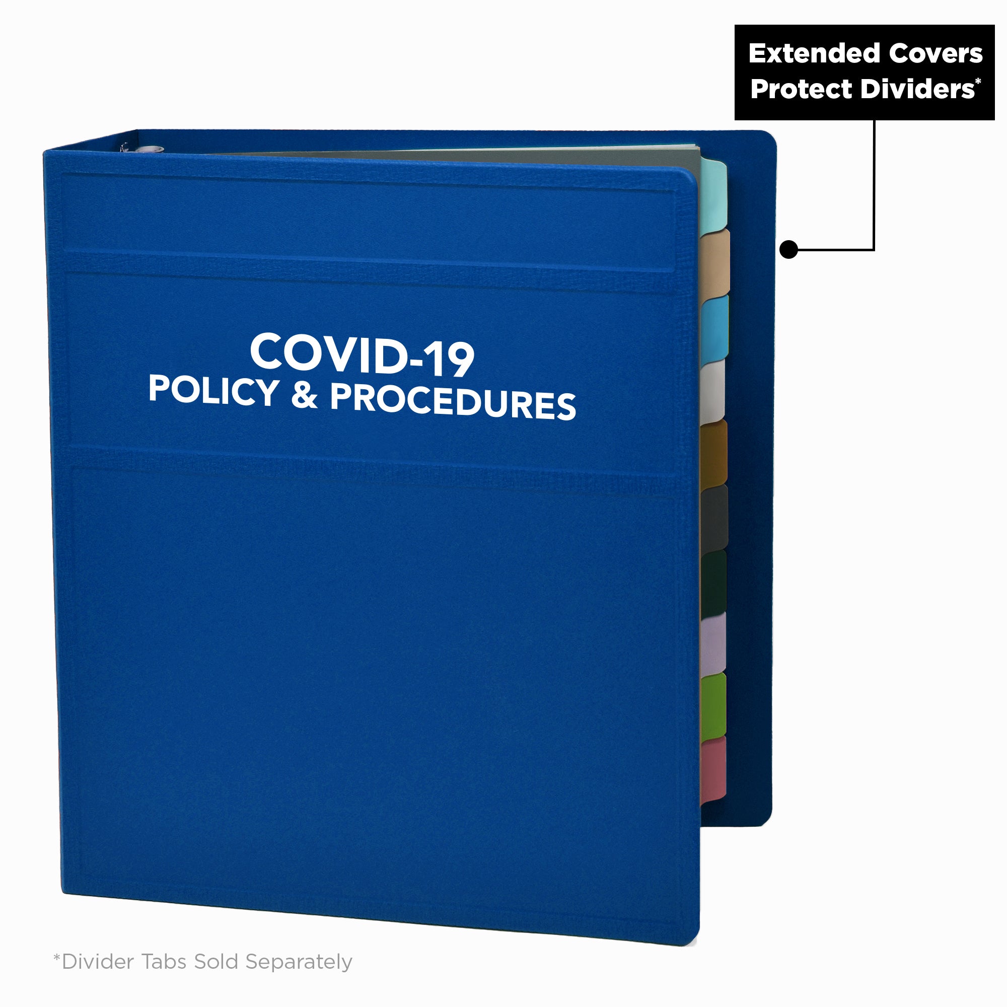 COVID-19 Policies and Procedures 3-Ring Binder with 9-Tab Plastic Divider Set – Side Opening