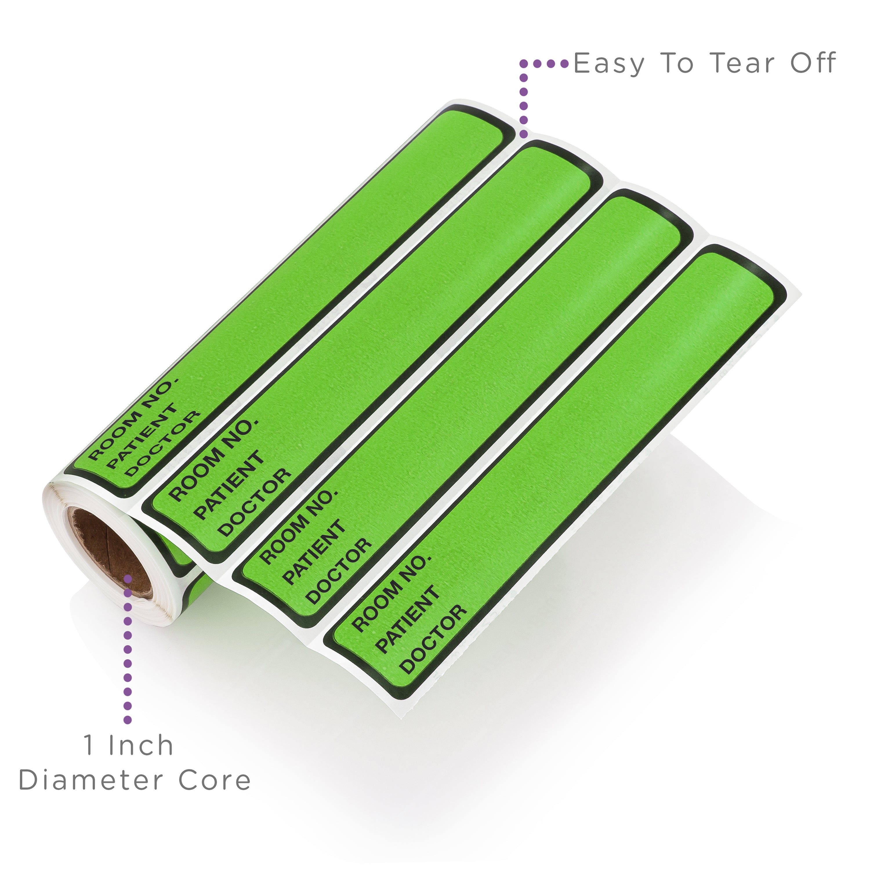 Room No. / Patient / Doctor Preprinted ID Labels for 1” Ring Binder Spines - Roll of 200