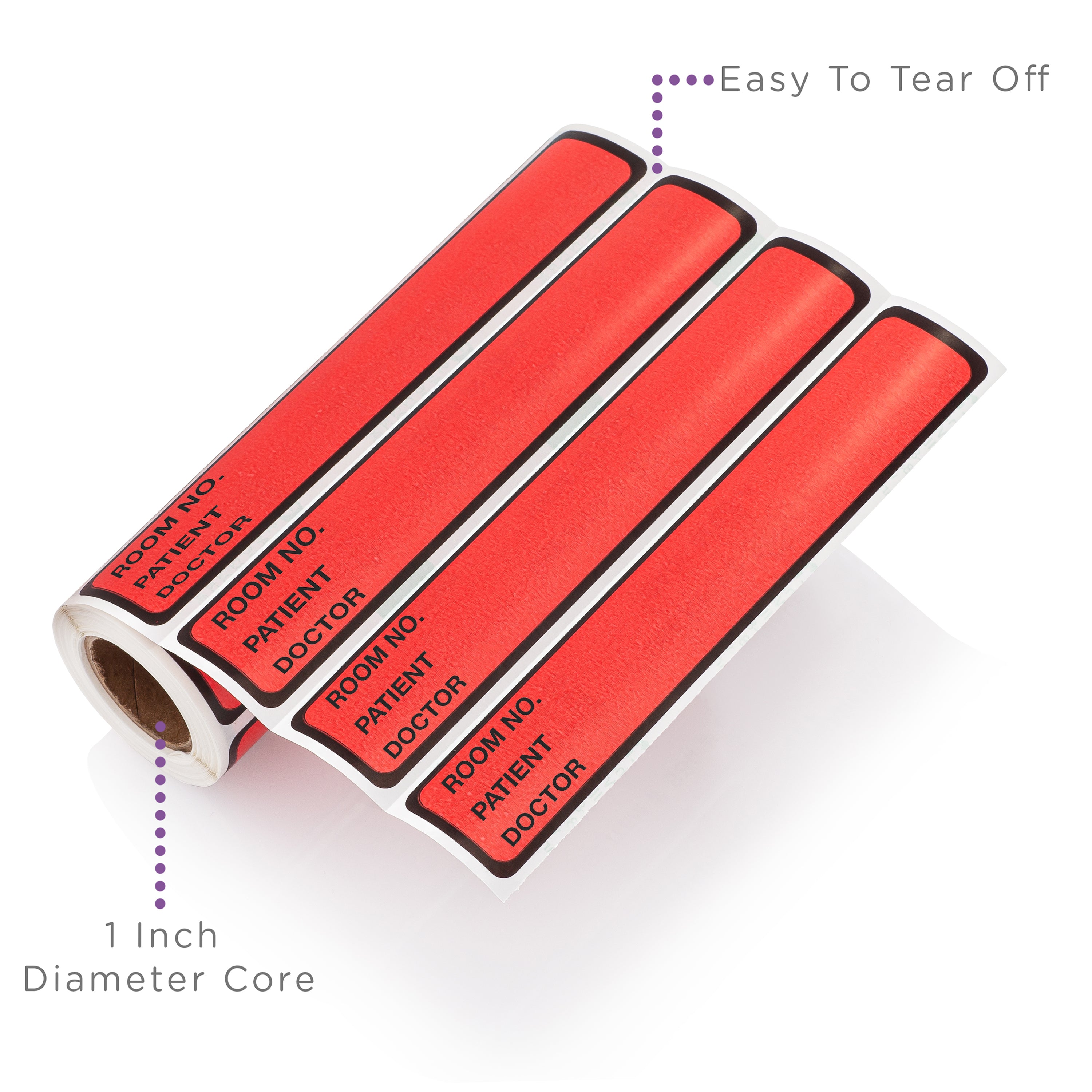 Room No. / Patient / Doctor Preprinted ID Labels for 1” Ring Binder Spines - Roll of 200