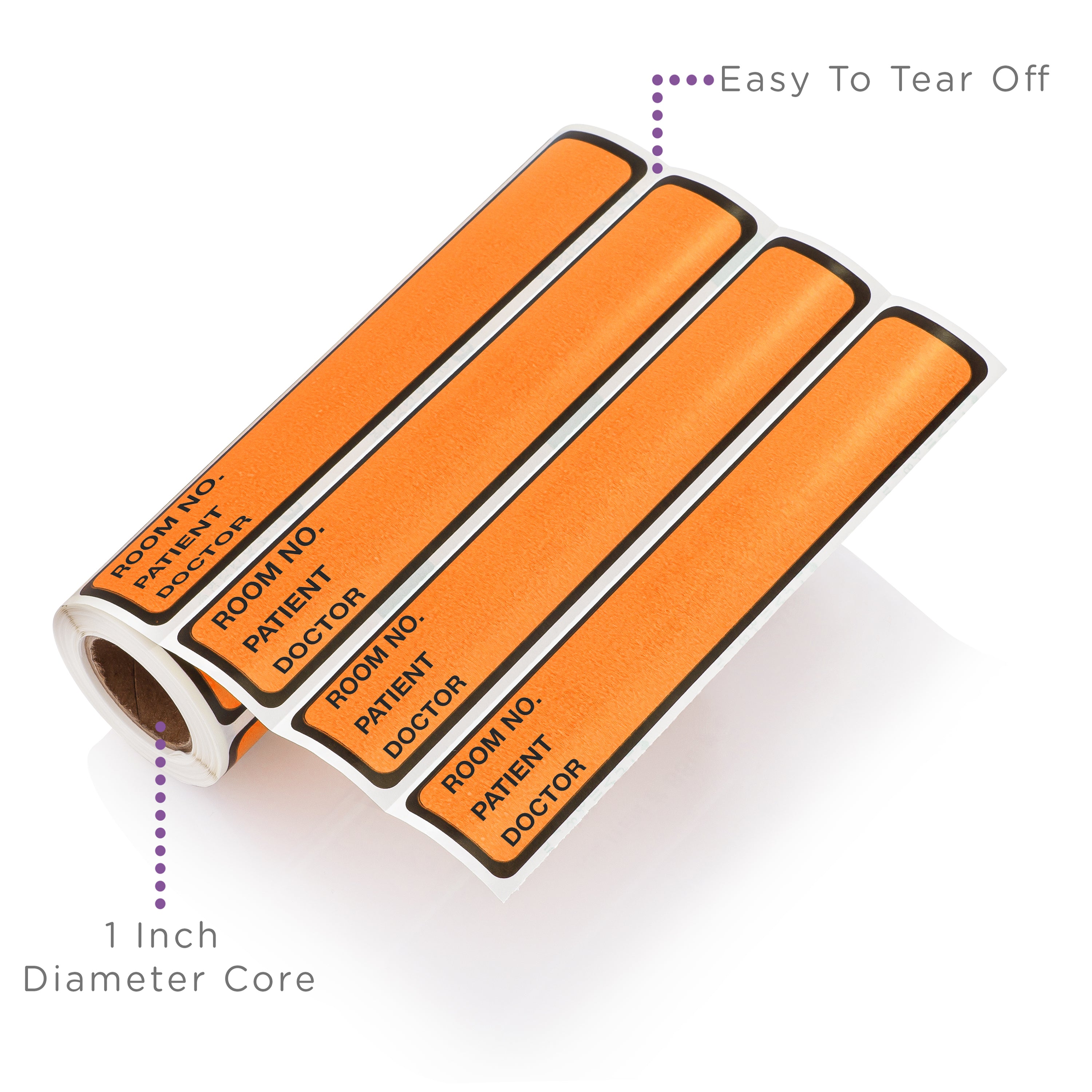 Room No. / Patient / Doctor Preprinted ID Labels for 1” Ring Binder Spines - Roll of 200