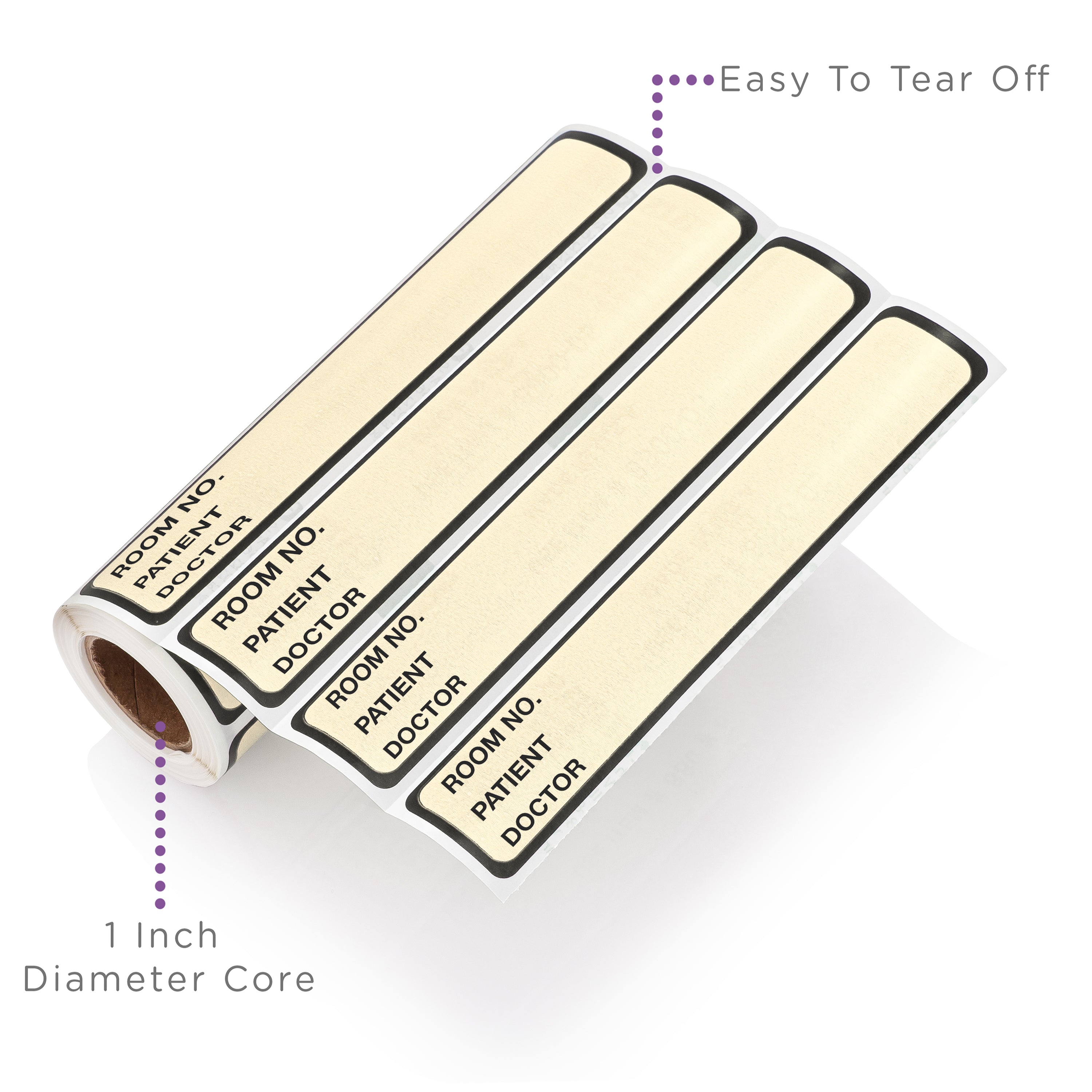 Room No. / Patient / Doctor Preprinted ID Labels for 1” Ring Binder Spines - Roll of 200