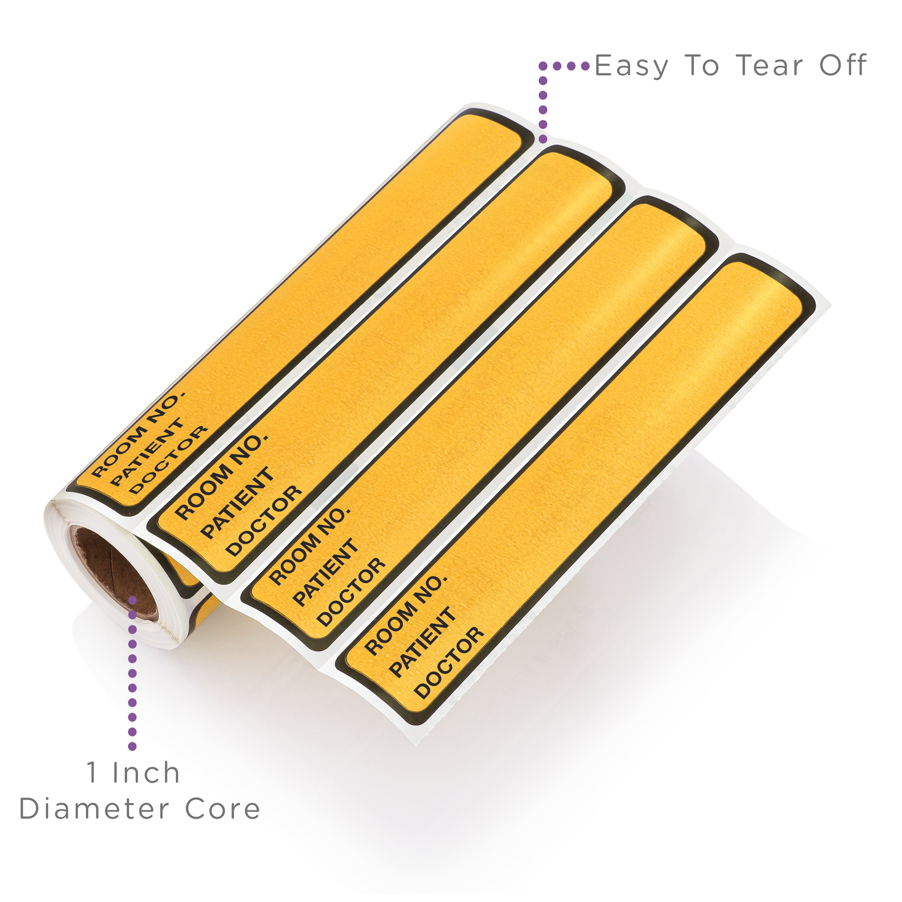 Room No. / Patient / Doctor Preprinted ID Labels for 1” Ring Binder Spines - Roll of 200