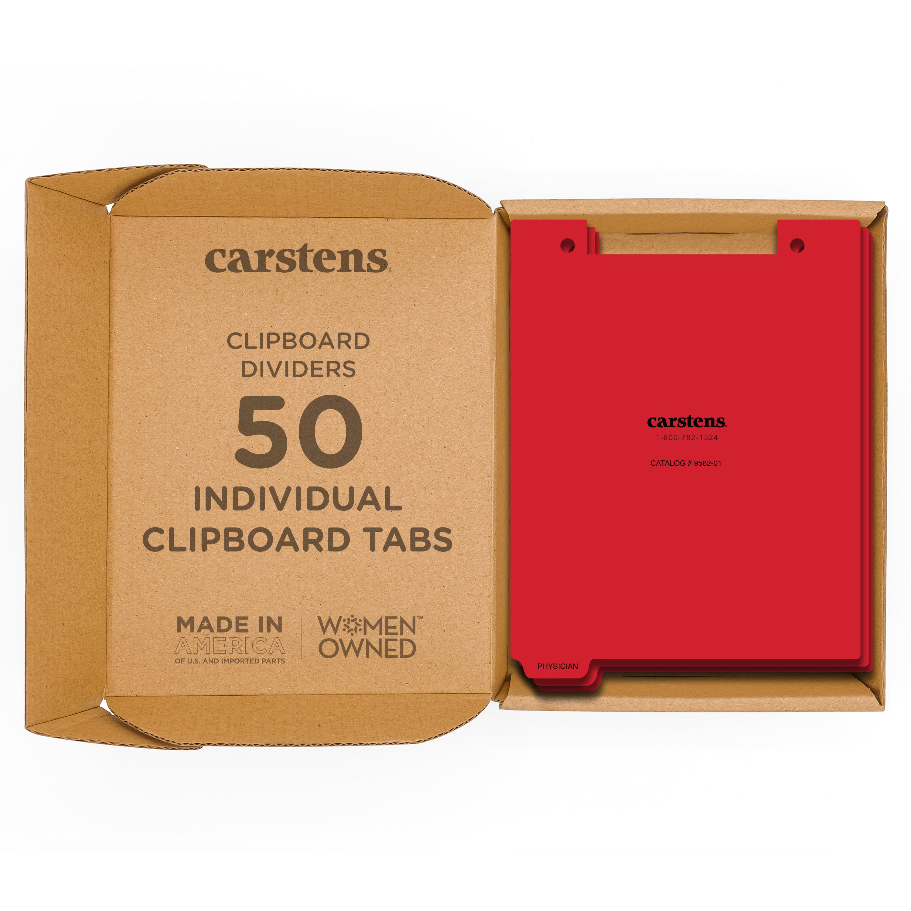 Carstens Patient Chart Clipboard Individual Divider Tabs, Legal