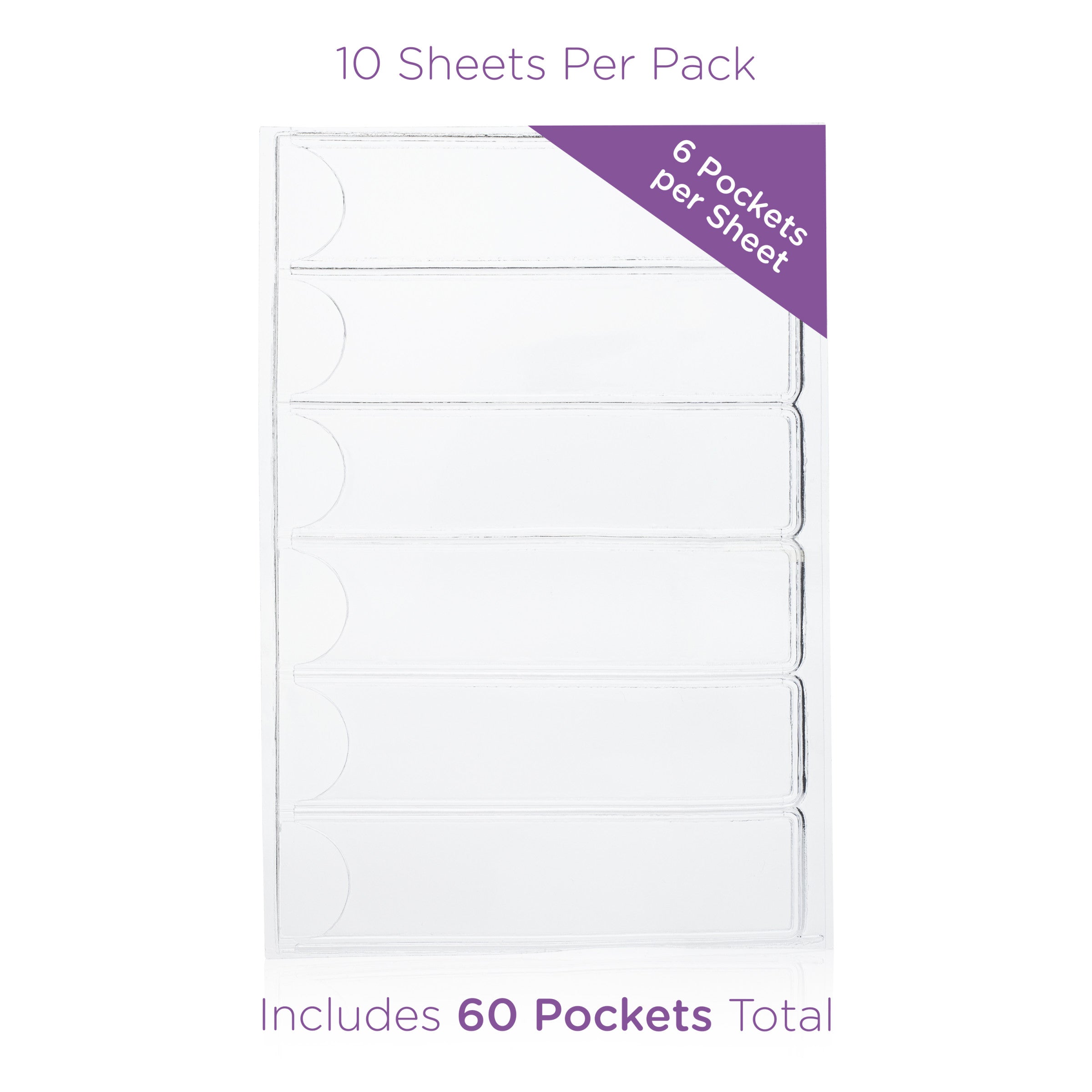 Adhesive I.D. Card Pockets for 1 1/2''- 4'' Ring Binders (60 Pack)