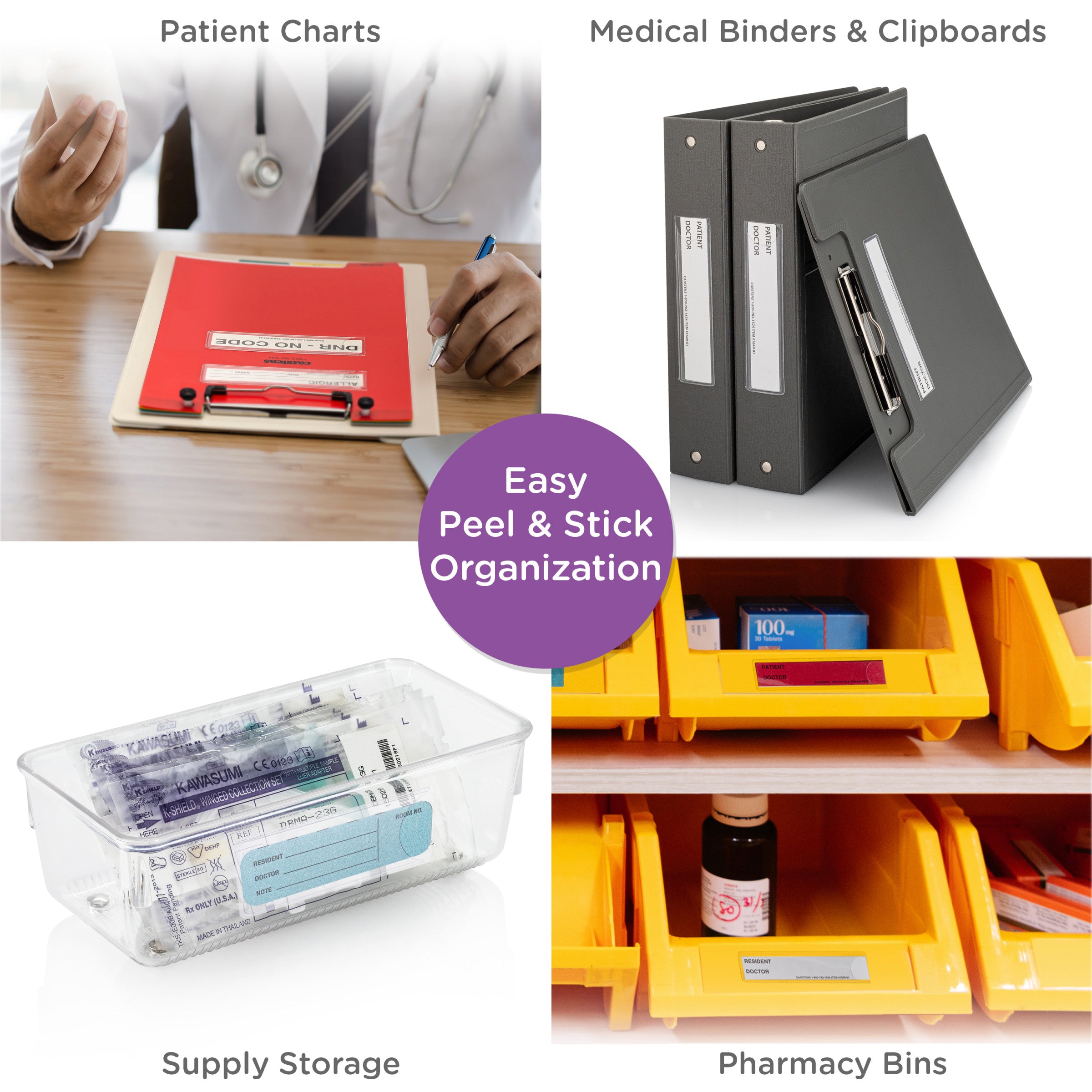 Adhesive I.D. Card Pockets for 1 1/2''- 4'' Ring Binders (60 Pack)