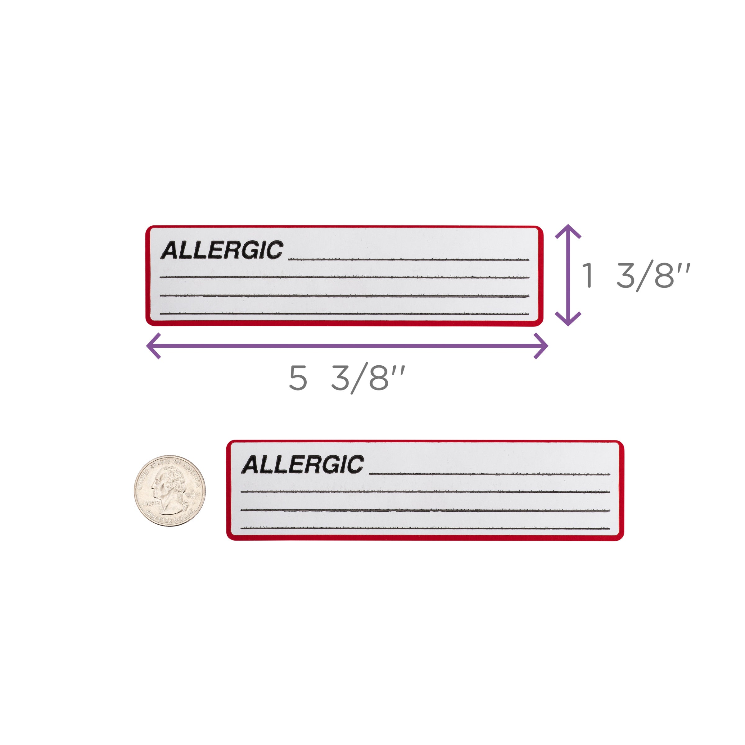 Allergic Alert and Instruction Labels, White, W5.375" x H1.375" (Roll of 200)